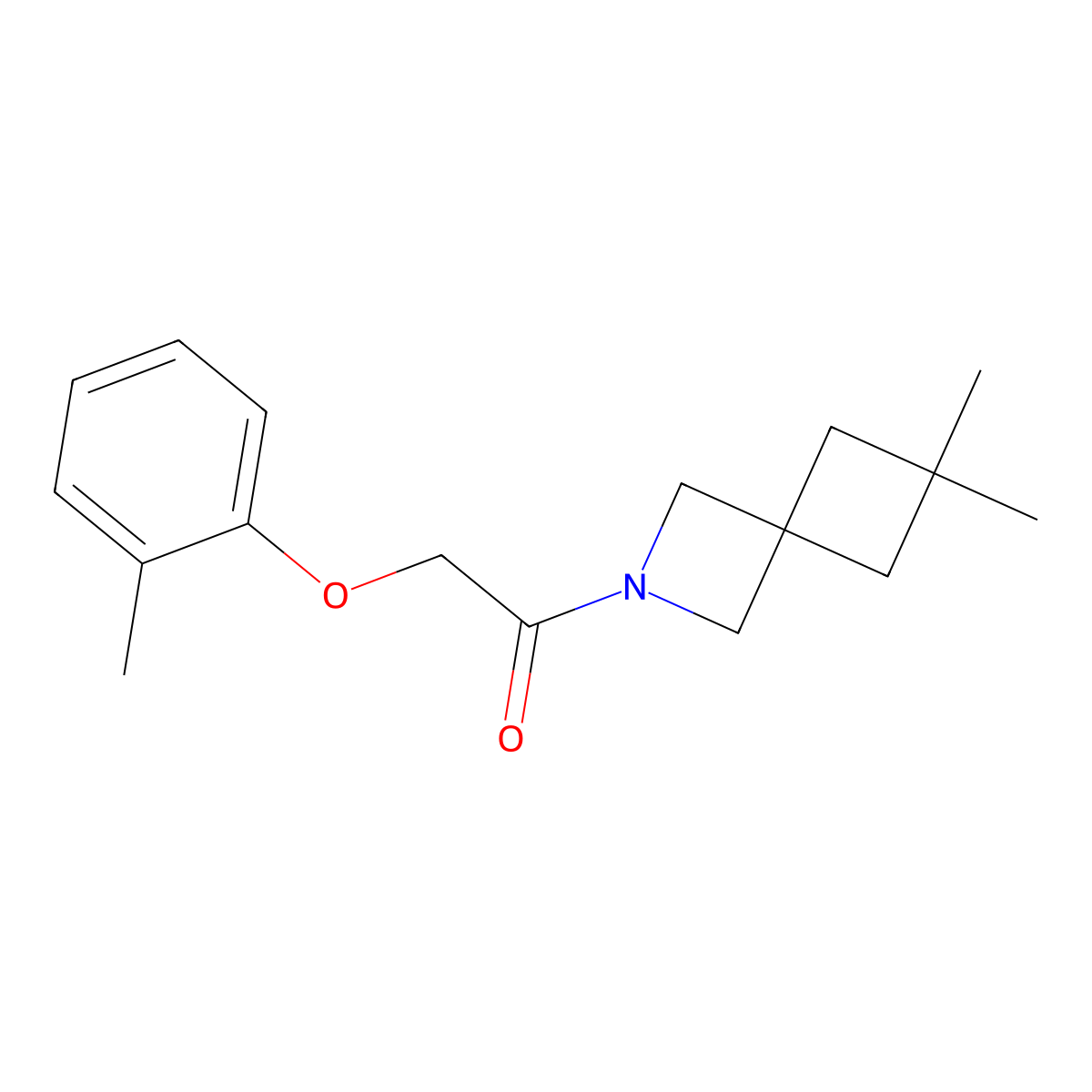 1-{6,6-Dimethyl-2-azaspiro[3.3]heptan-2-yl}-2-(2-methylphenoxy)ethan-1-one molecular structure, CAS 2379977-06-5