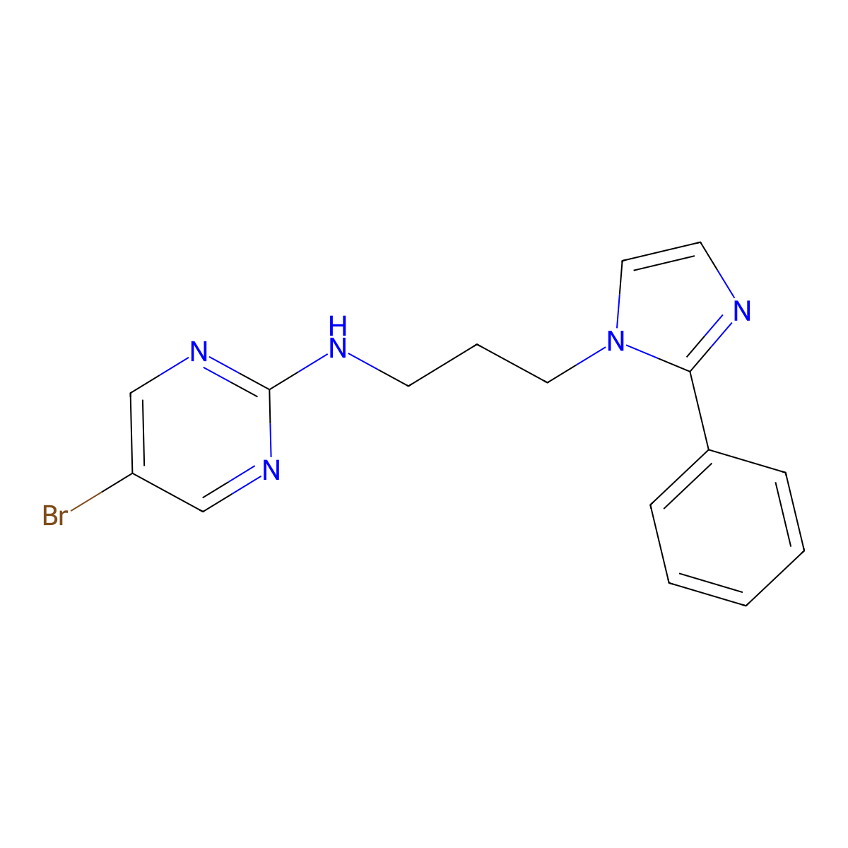 5-bromo-N-[3-(2-phenyl-1H-imidazol-1-yl)propyl]pyrimidin-2-amine molecular structure, CAS 2379977-08-7