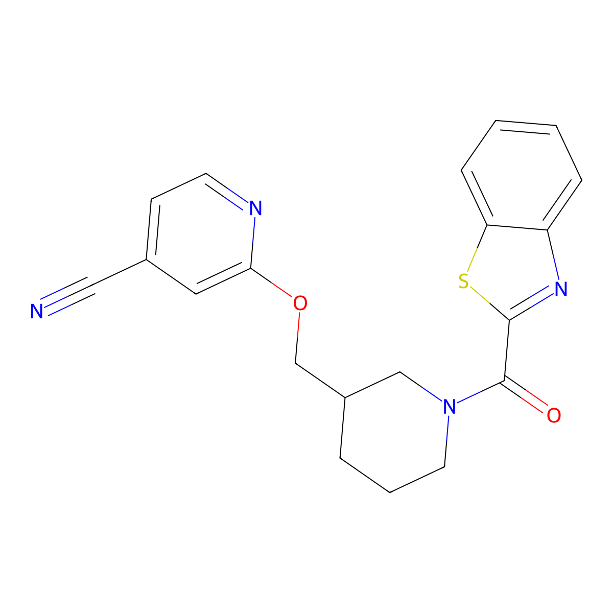 2-[[1-(1,3-Benzothiazole-2-carbonyl)piperidin-3-yl]methoxy]pyridine-4-carbonitrile molecular structure, CAS 2379977-22-5
