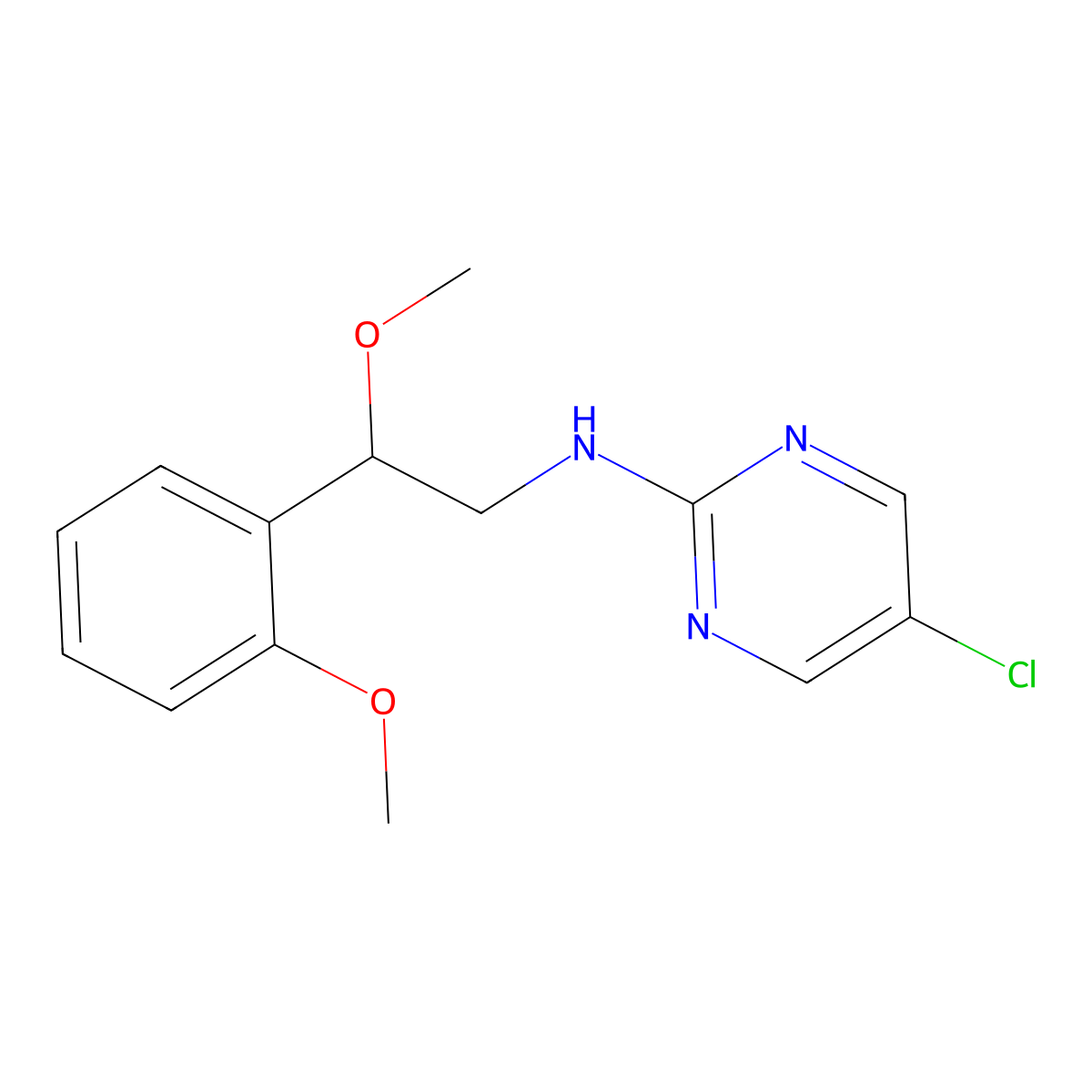5-Chloro-N-[2-methoxy-2-(2-methoxyphenyl)ethyl]pyrimidin-2-amine molecular structure, CAS 2379977-23-6