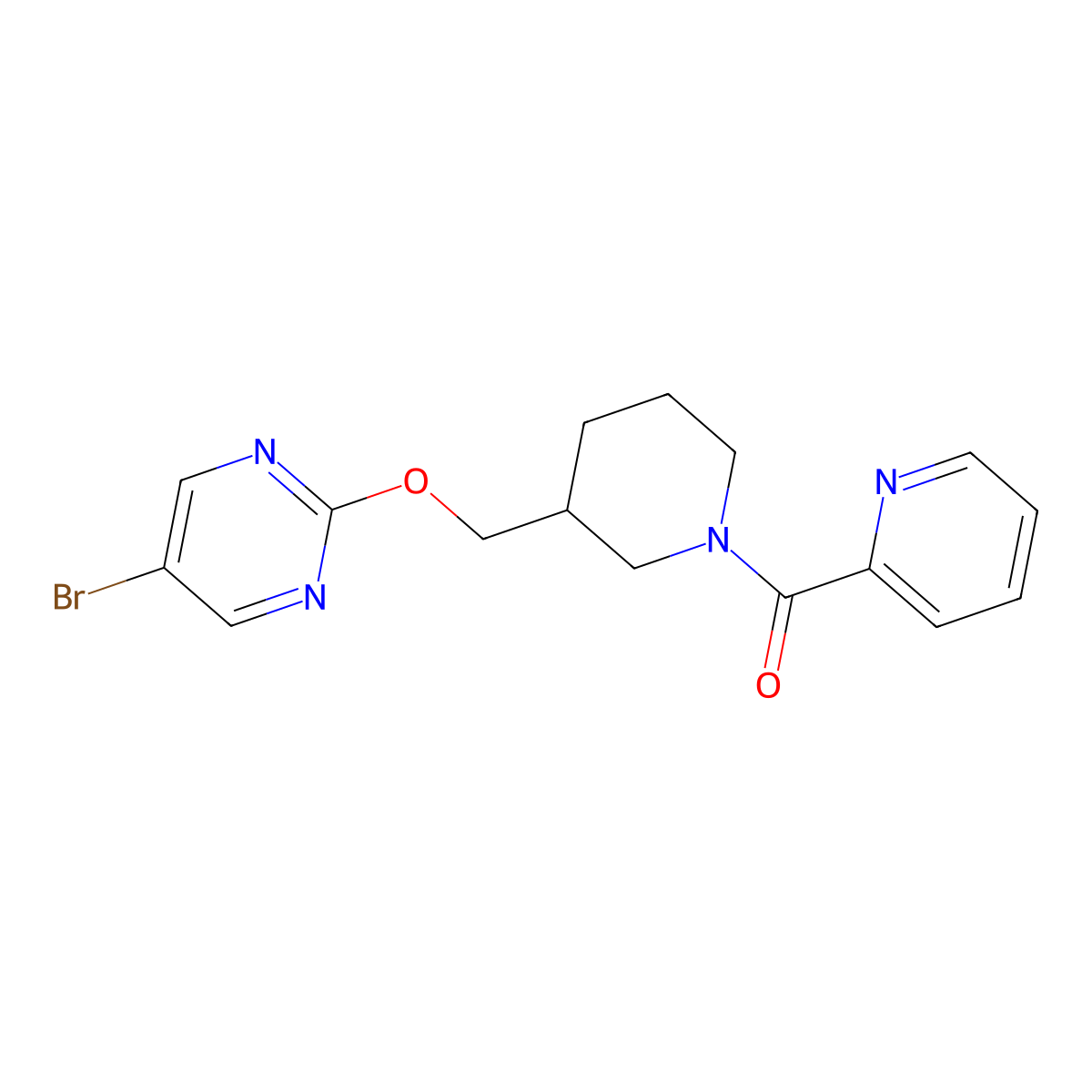 5-Bromo-2-{[1-(pyridine-2-carbonyl)piperidin-3-yl]methoxy}pyrimidine molecular structure, CAS 2379977-31-6