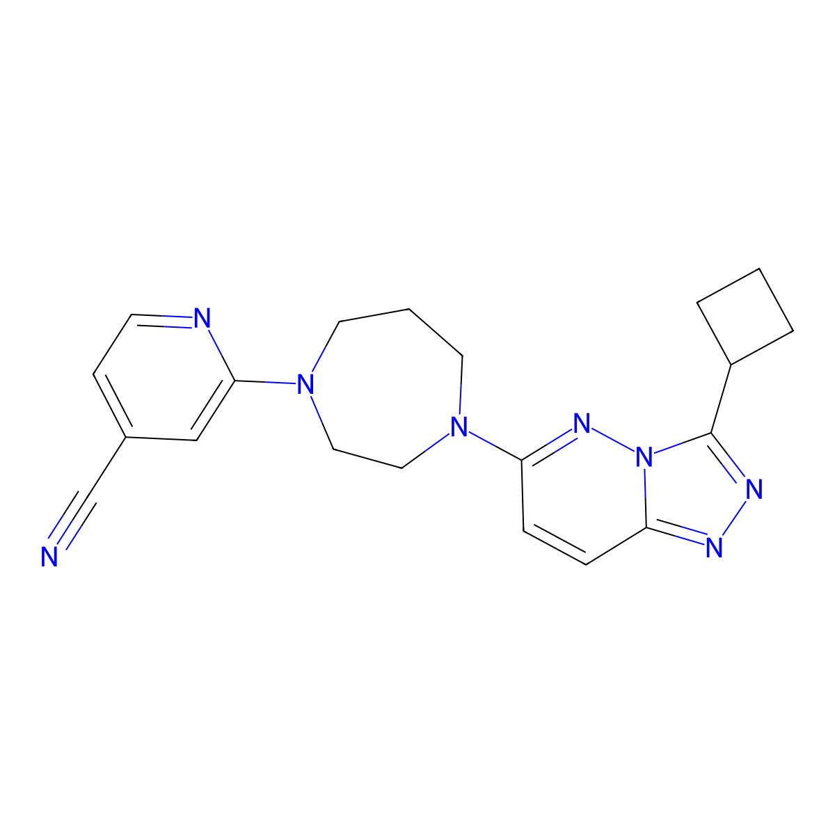 2-(4-{3-Cyclobutyl-[1,2,4]triazolo[4,3-b]pyridazin-6-yl}-1,4-diazepan-1-yl)pyridine-4-carbonitrile molecular structure, CAS 2379977-41-8