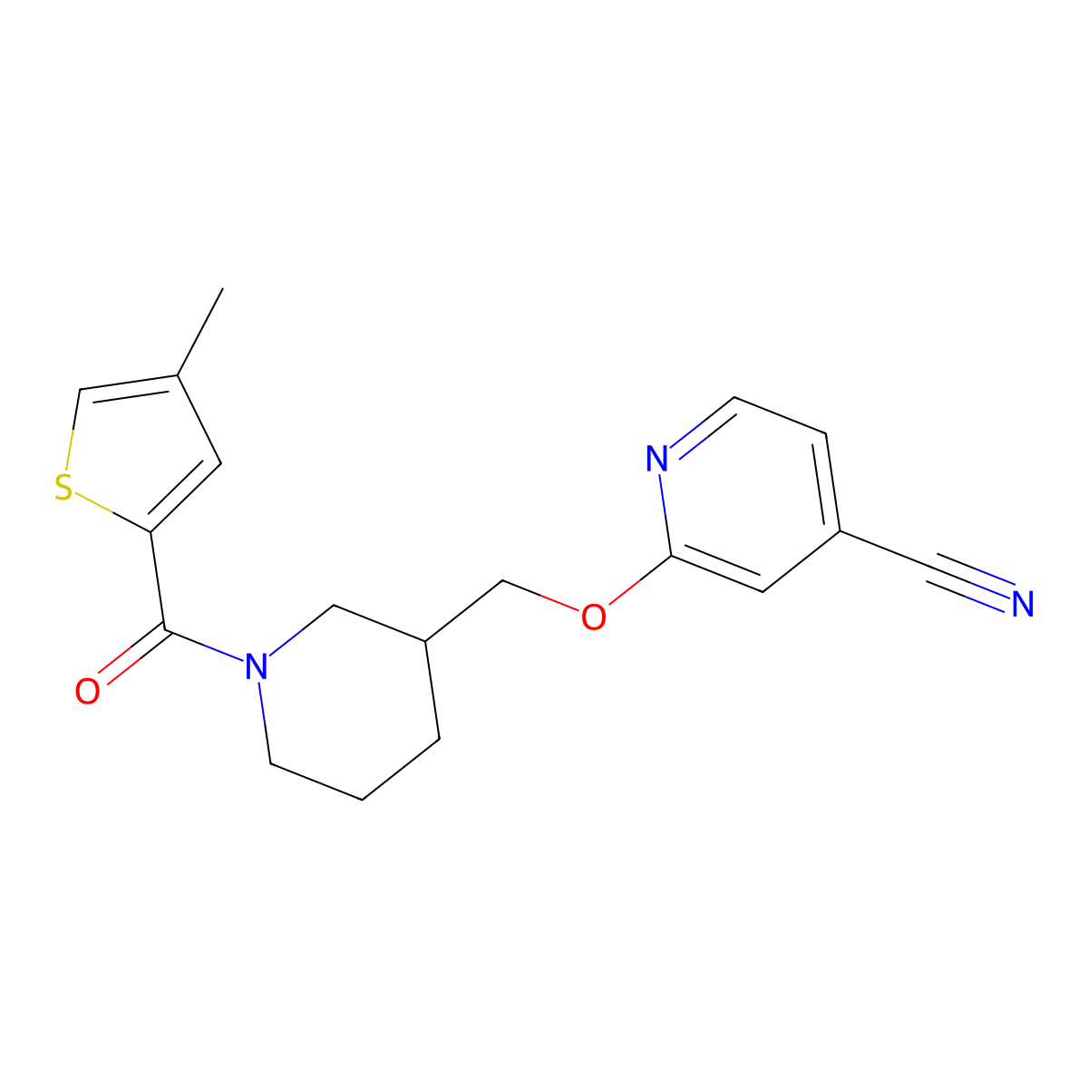 2-{[1-(4-Methylthiophene-2-carbonyl)piperidin-3-yl]methoxy}pyridine-4-carbonitrile molecular structure, CAS 2379977-45-2