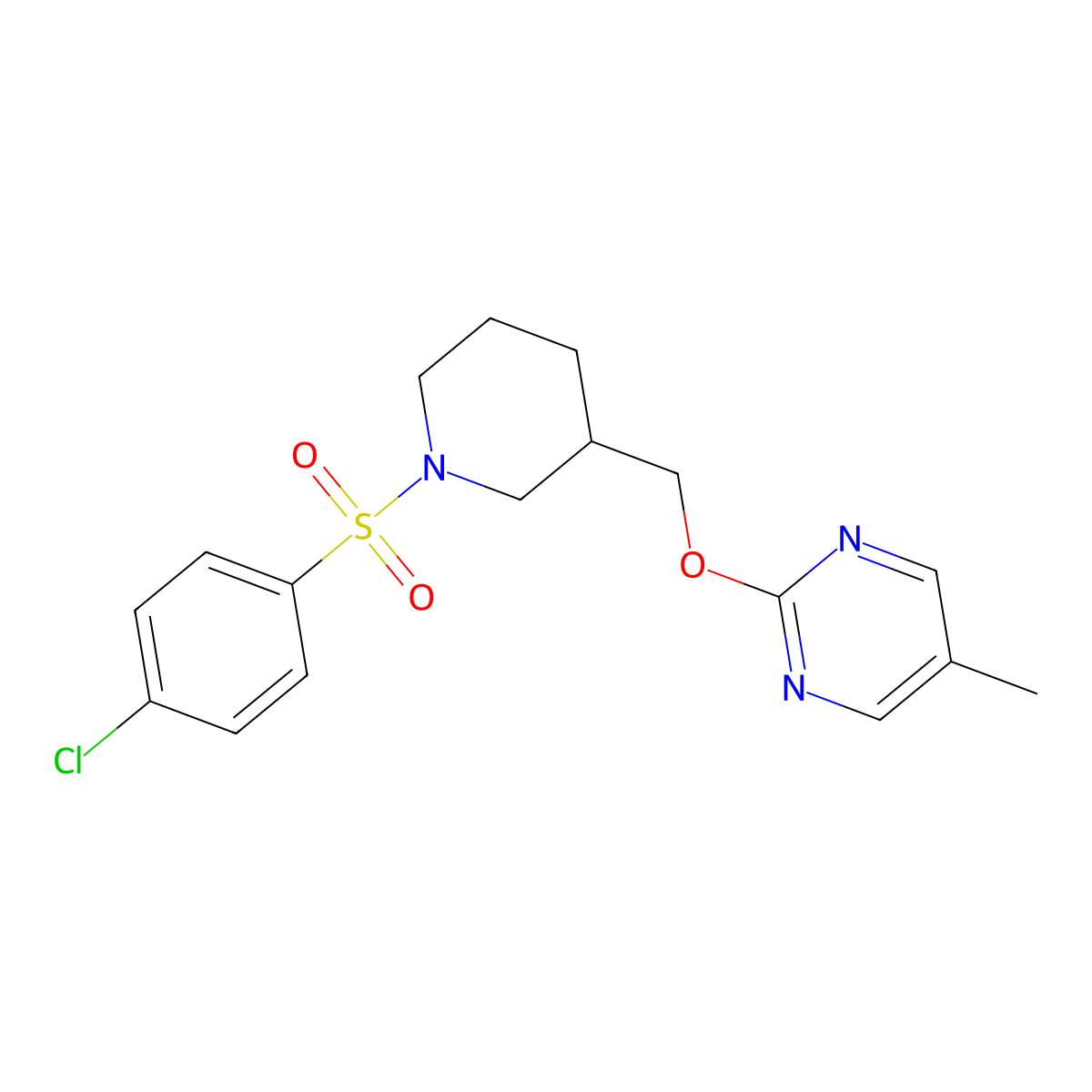 2-{[1-(4-Chlorobenzenesulfonyl)piperidin-3-yl]methoxy}-5-methylpyrimidine molecular structure, CAS 2379977-46-3