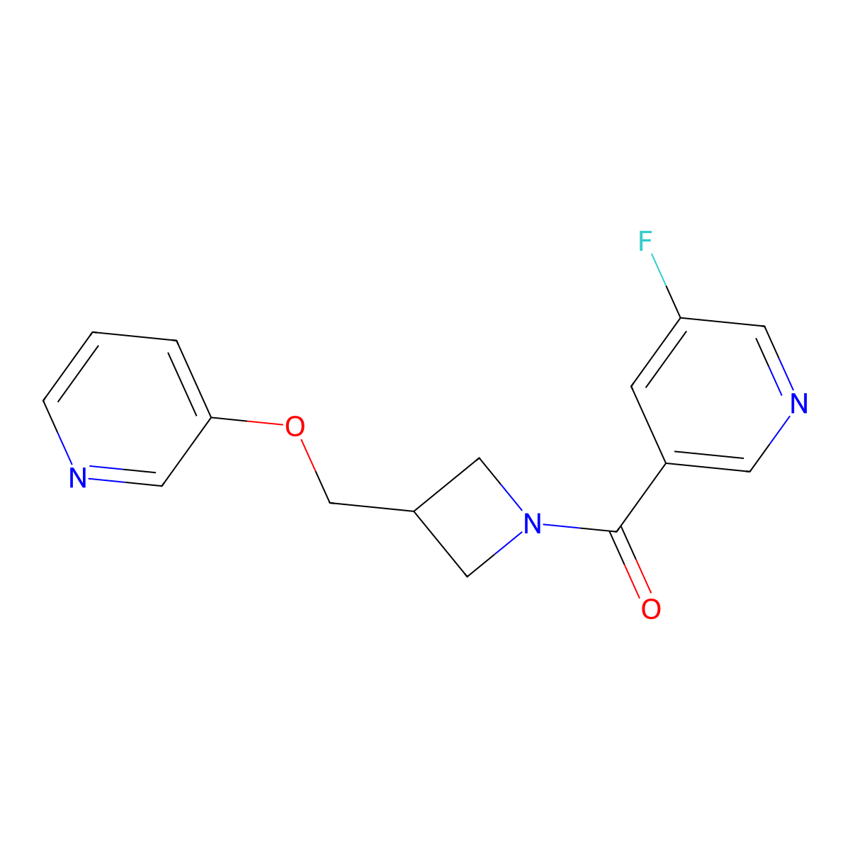 3-Fluoro-5-{3-[(pyridin-3-yloxy)methyl]azetidine-1-carbonyl}pyridine molecular structure, CAS 2379977-48-5