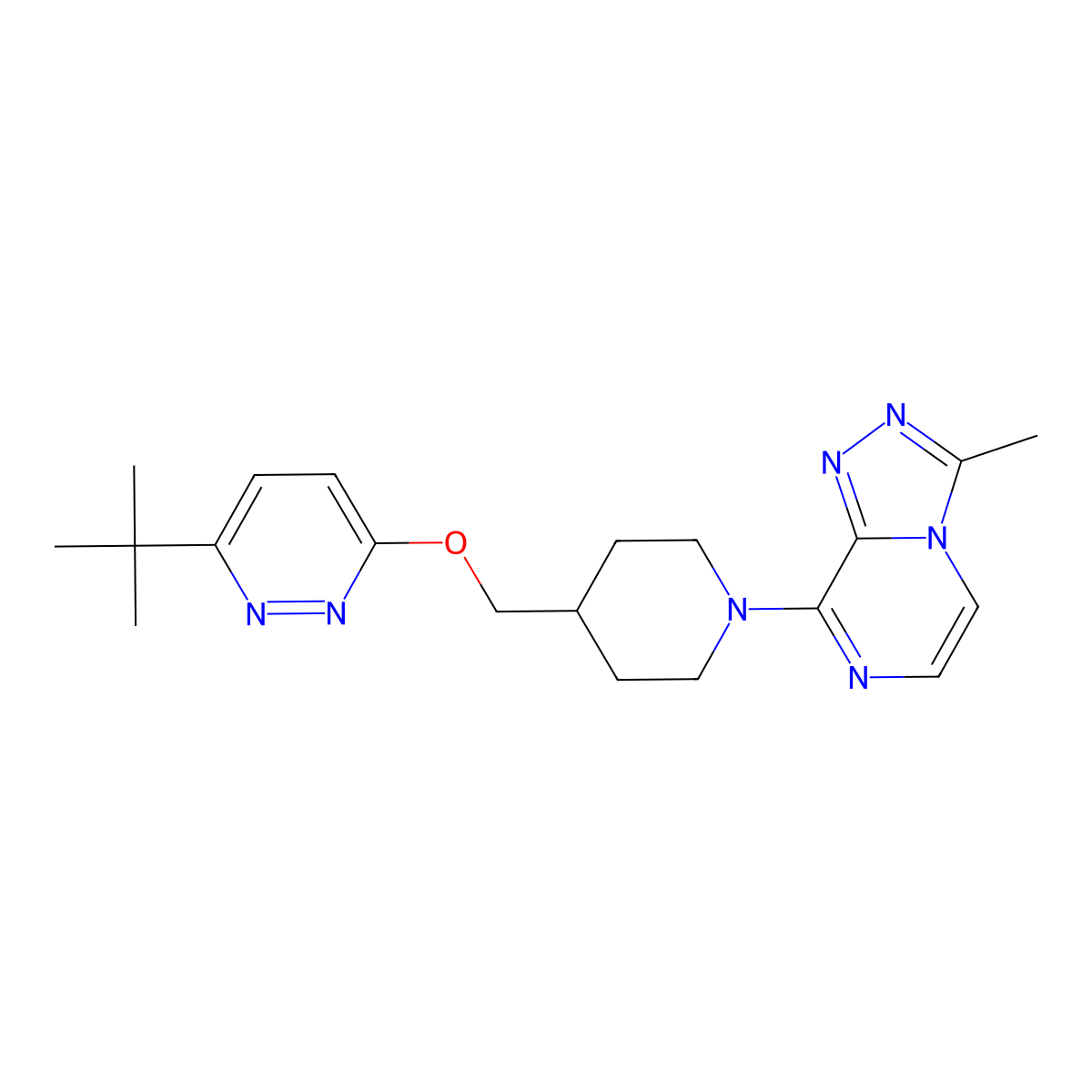 3-Tert-butyl-6-[(1-{3-methyl-[1,2,4]triazolo[4,3-a]pyrazin-8-yl}piperidin-4-yl)methoxy]pyridazine molecular structure, CAS 2379977-56-5