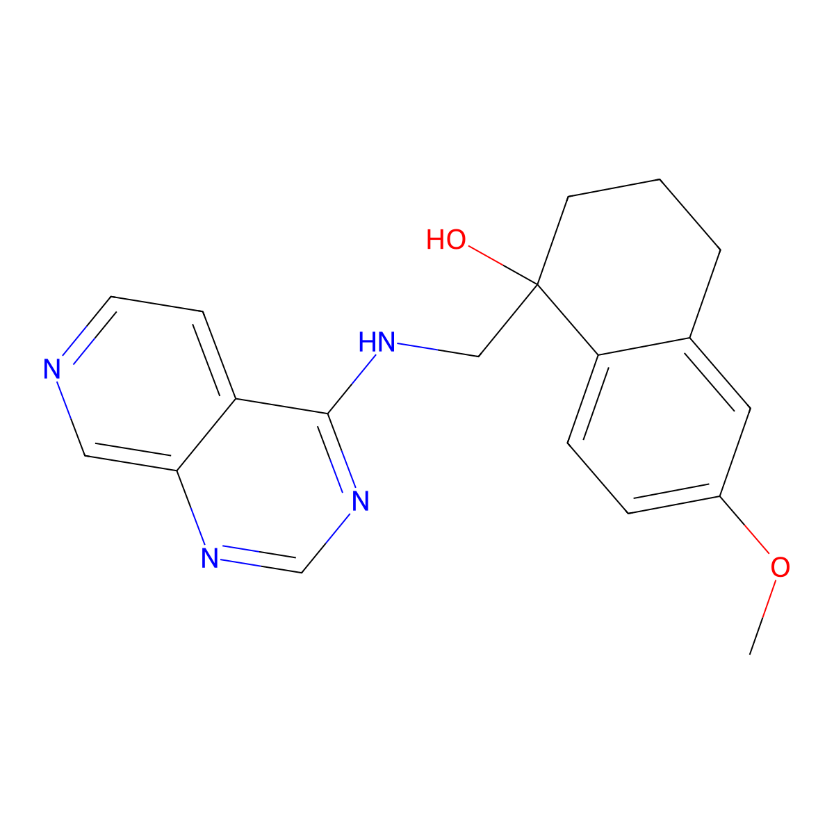 6-Methoxy-1-[({pyrido[3,4-d]pyrimidin-4-yl}amino)methyl]-1,2,3,4-tetrahydronaphthalen-1-ol molecular structure, CAS 2379977-59-8
