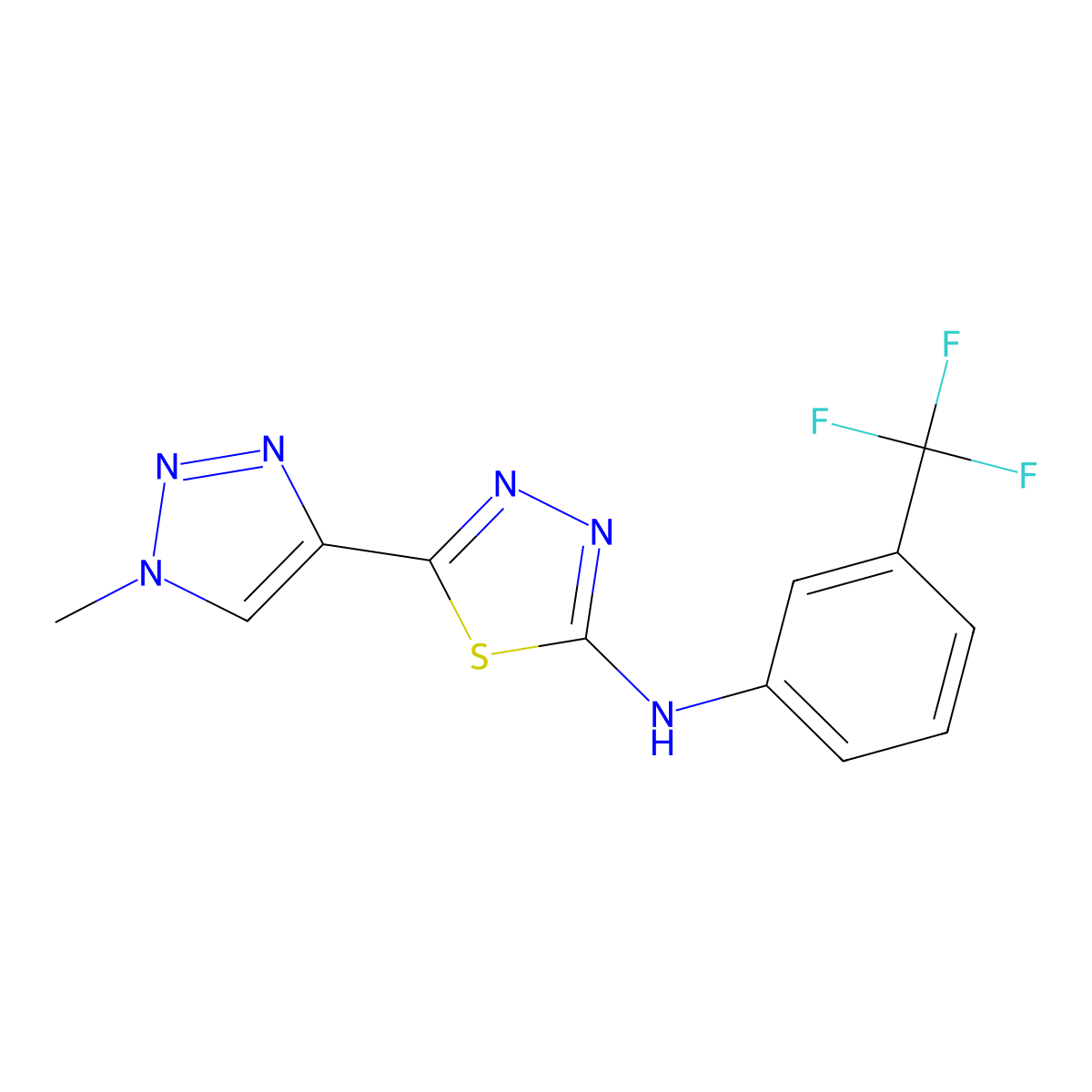 5-(1-methyl-1H-1,2,3-triazol-4-yl)-N-[3-(trifluoromethyl)phenyl]-1,3,4-thiadiazol-2-amine molecular structure, CAS 2379977-61-2