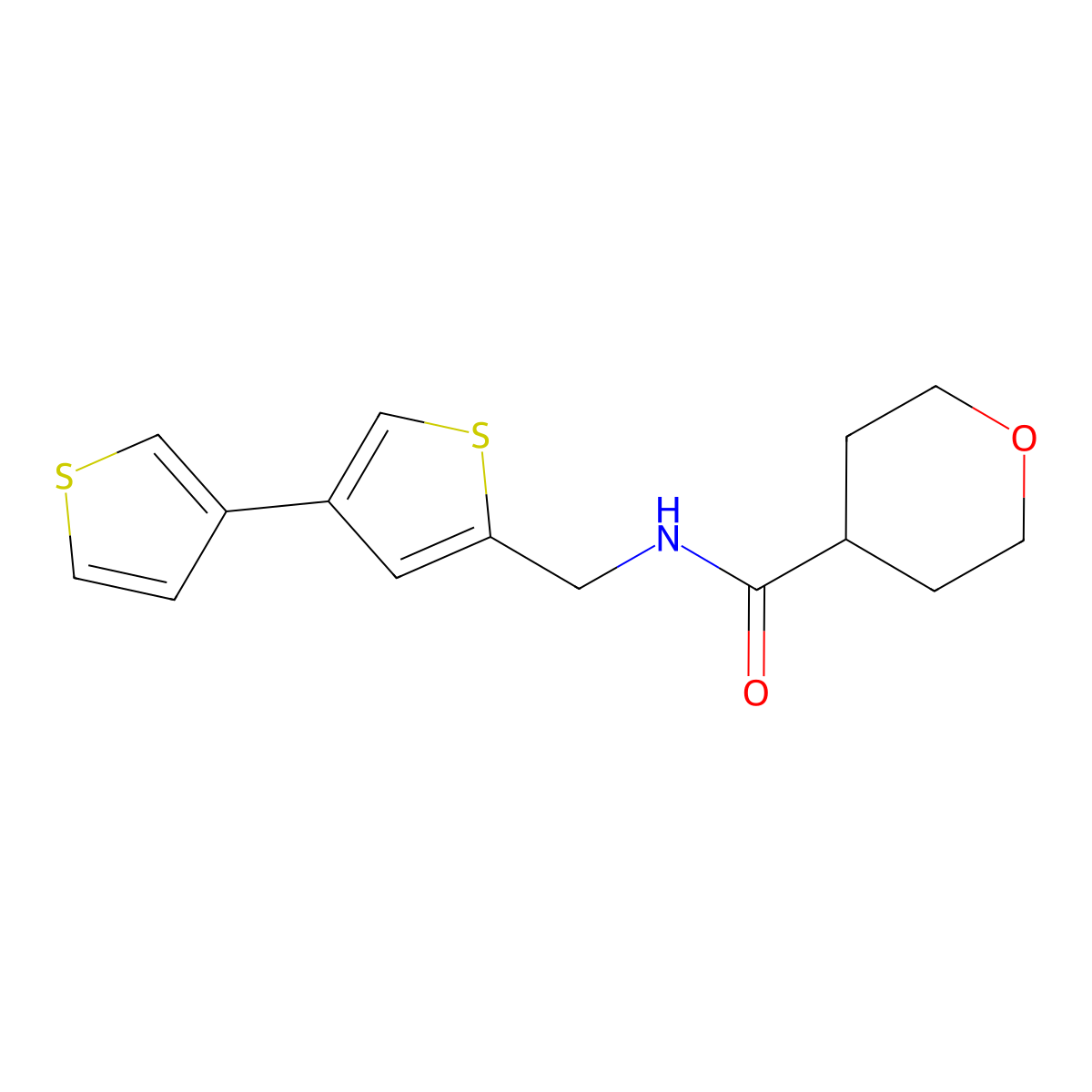 N-({[3,3'-bithiophene]-5-yl}methyl)oxane-4-carboxamide molecular structure, CAS 2379977-64-5