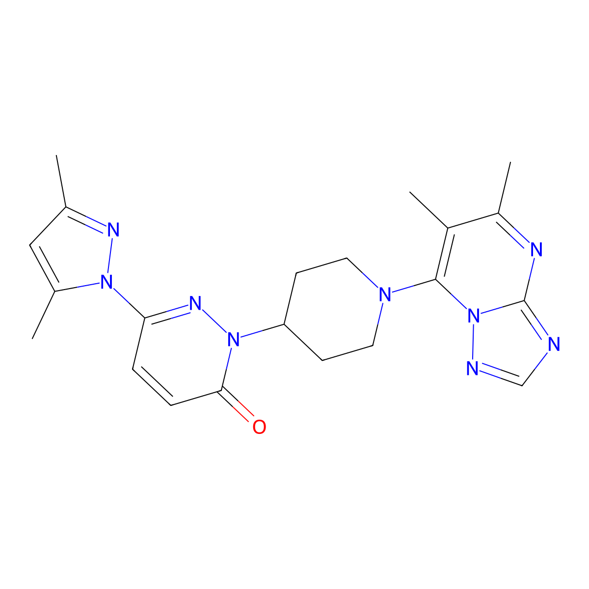 6-(3,5-dimethyl-1H-pyrazol-1-yl)-2-(1-{5,6-dimethyl-[1,2,4]triazolo[1,5-a]pyrimidin-7-yl}piperidin-4-yl)-2,3-dihydropyridazin-3-one molecular structure, CAS 2379977-65-6
