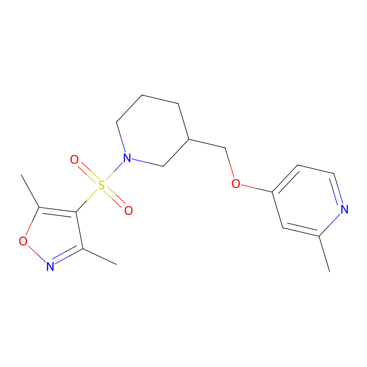 4-({1-[(3,5-Dimethyl-1,2-oxazol-4-yl)sulfonyl]piperidin-3-yl}methoxy)-2-methylpyridine molecular structure, CAS 2379977-66-7