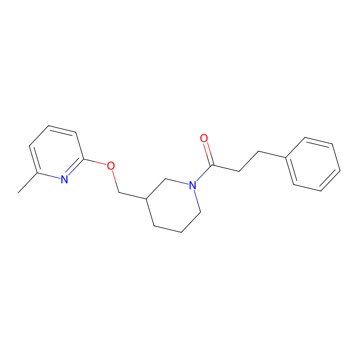 1-(3-{[(6-Methylpyridin-2-yl)oxy]methyl}piperidin-1-yl)-3-phenylpropan-1-one molecular structure, CAS 2379977-71-4