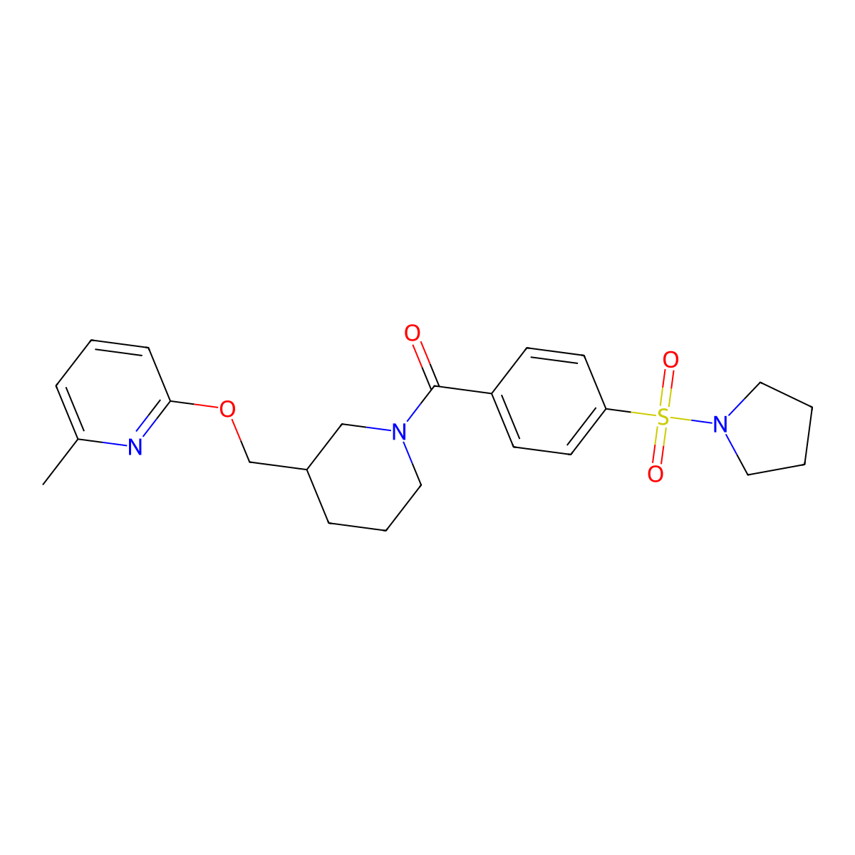 2-Methyl-6-({1-[4-(pyrrolidine-1-sulfonyl)benzoyl]piperidin-3-yl}methoxy)pyridine molecular structure, CAS 2379977-73-6