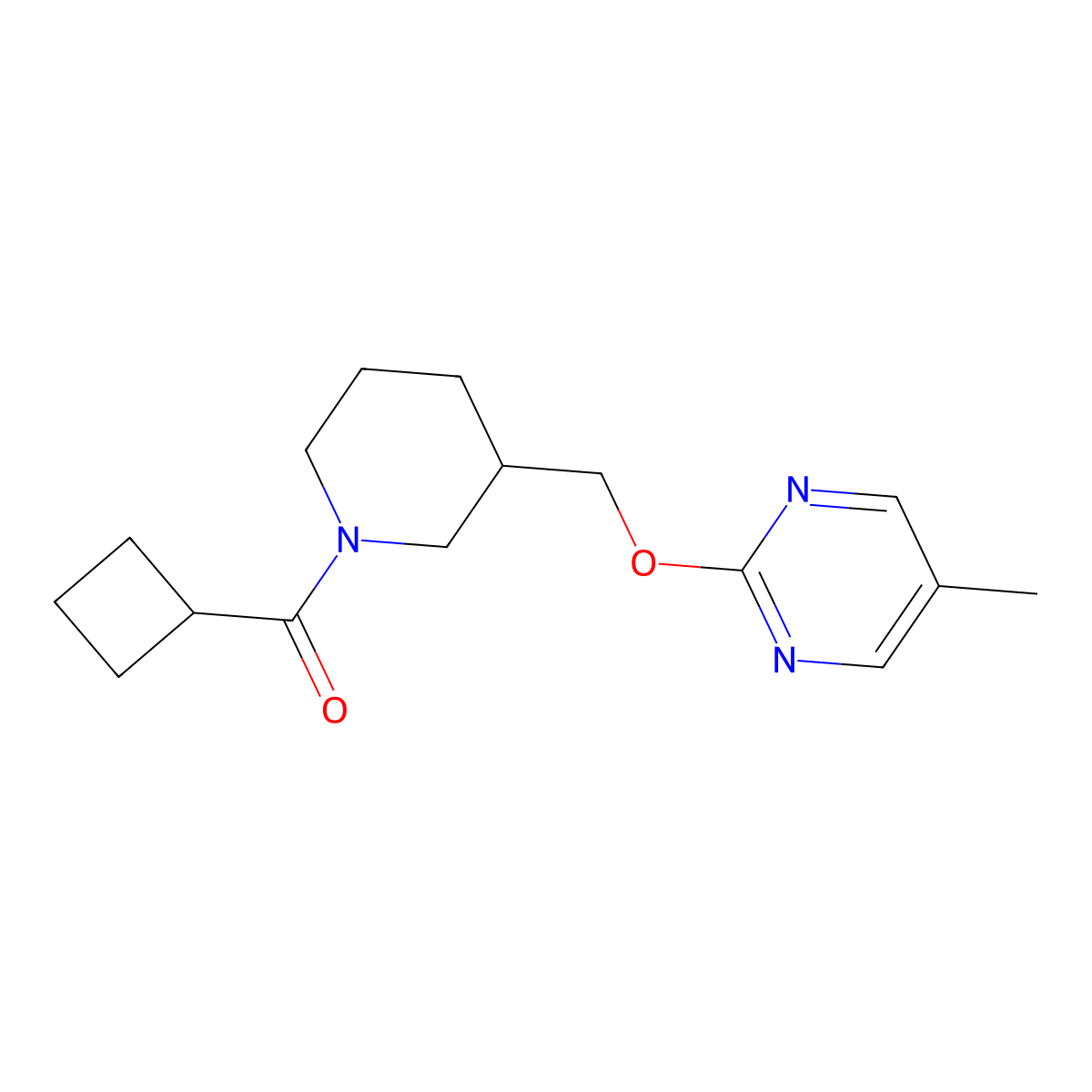 2-[(1-Cyclobutanecarbonylpiperidin-3-yl)methoxy]-5-methylpyrimidine molecular structure, CAS 2379977-83-8