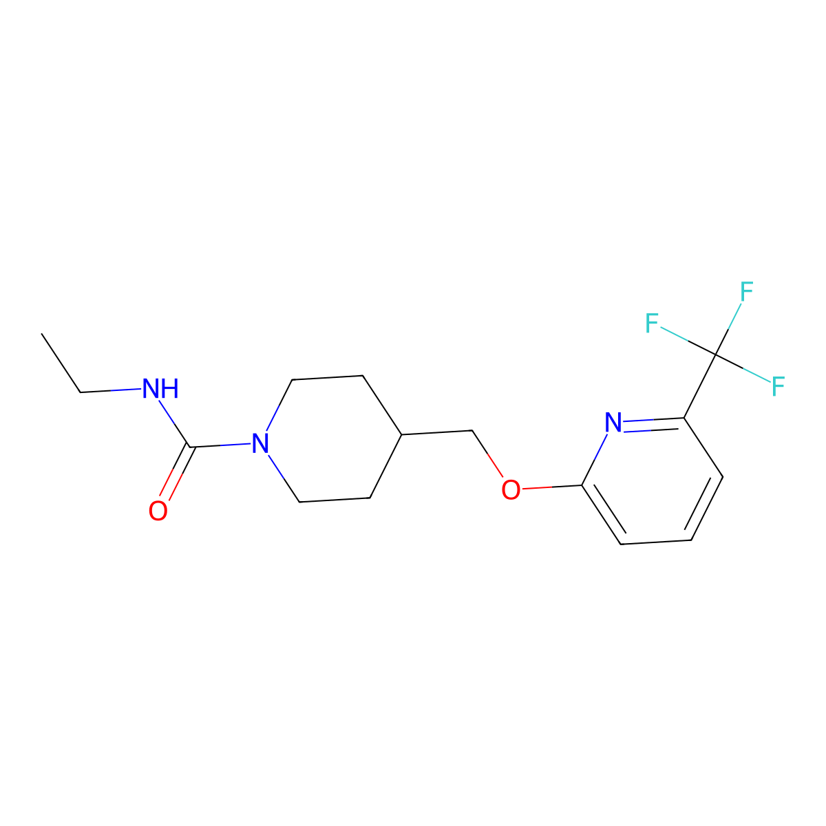 N-ethyl-4-({[6-(trifluoromethyl)pyridin-2-yl]oxy}methyl)piperidine-1-carboxamide molecular structure, CAS 2379977-84-9
