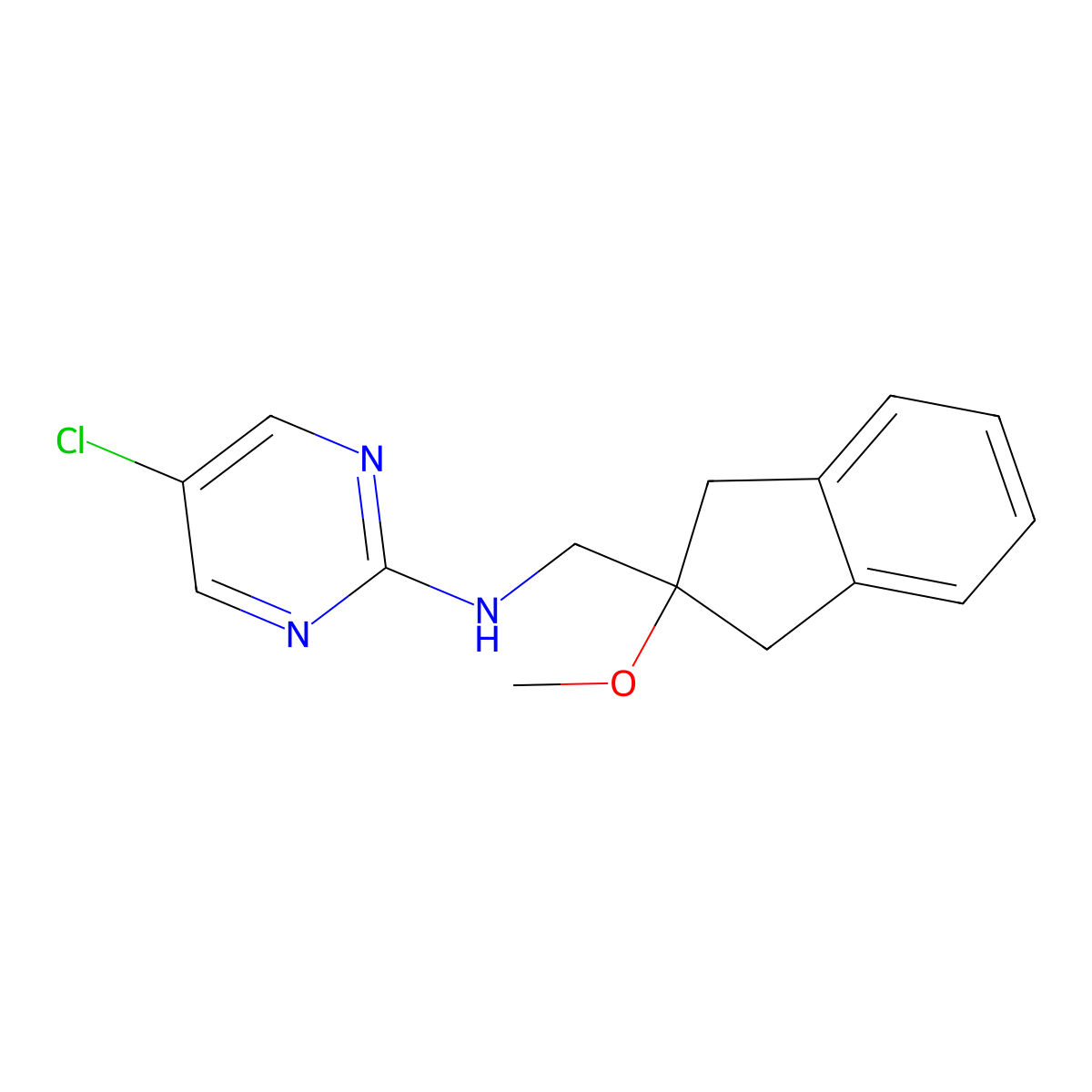 5-chloro-N-[(2-methoxy-2,3-dihydro-1H-inden-2-yl)methyl]pyrimidin-2-amine molecular structure, CAS 2379977-98-5