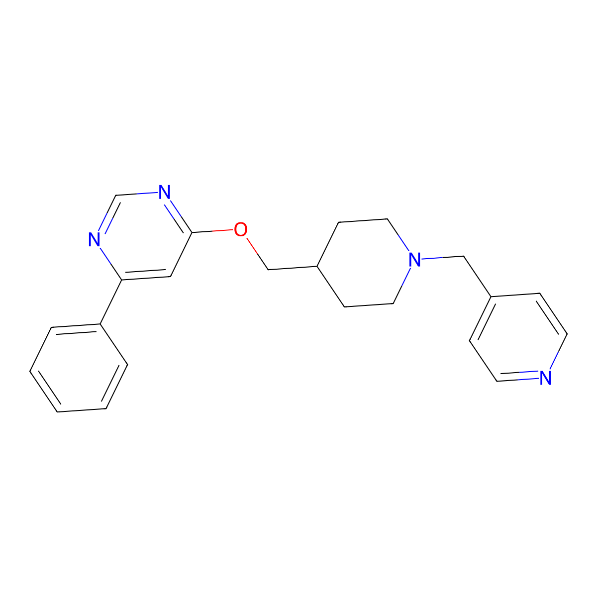 4-Phenyl-6-({1-[(pyridin-4-yl)methyl]piperidin-4-yl}methoxy)pyrimidine molecular structure, CAS 2379977-99-6