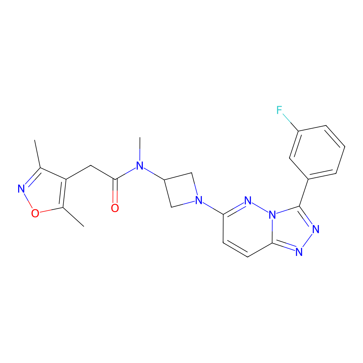 2-(3,5-dimethyl-1,2-oxazol-4-yl)-N-{1-[3-(3-fluorophenyl)-[1,2,4]triazolo[4,3-b]pyridazin-6-yl]azetidin-3-yl}-N-methylacetamide molecular structure, CAS 2379978-03-5
