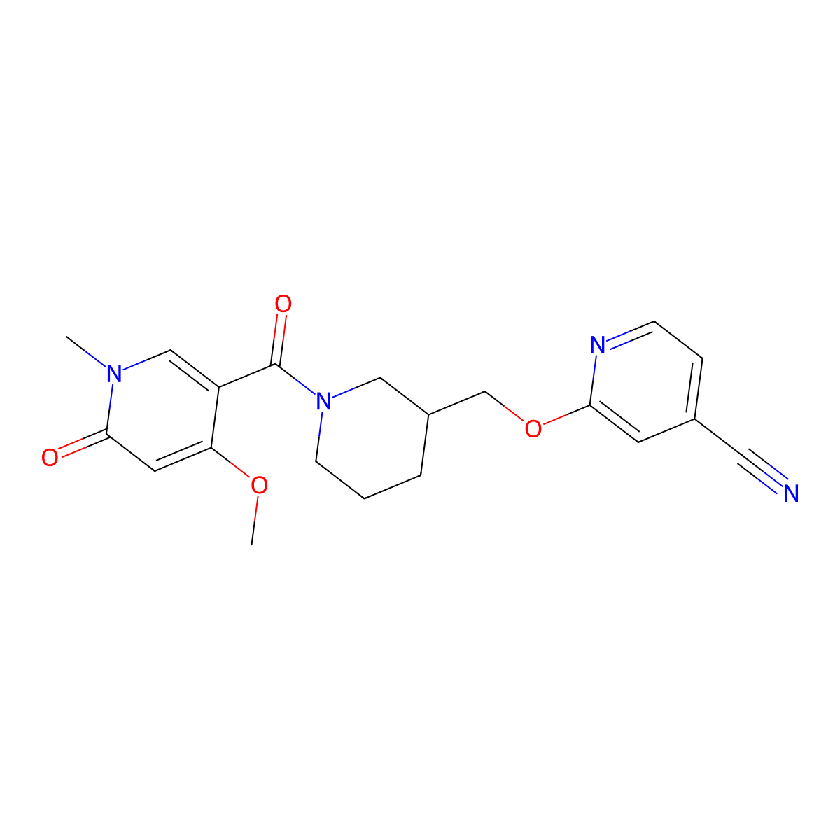 2-{[1-(4-Methoxy-1-methyl-6-oxo-1,6-dihydropyridine-3-carbonyl)piperidin-3-yl]methoxy}pyridine-4-carbonitrile molecular structure, CAS 2379978-10-4
