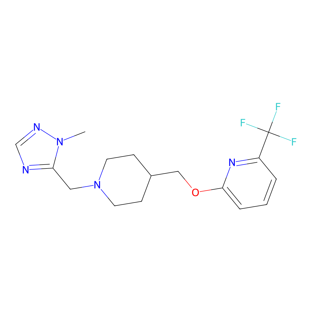 2-({1-[(1-methyl-1H-1,2,4-triazol-5-yl)methyl]piperidin-4-yl}methoxy)-6-(trifluoromethyl)pyridine molecular structure, CAS 2379978-14-8