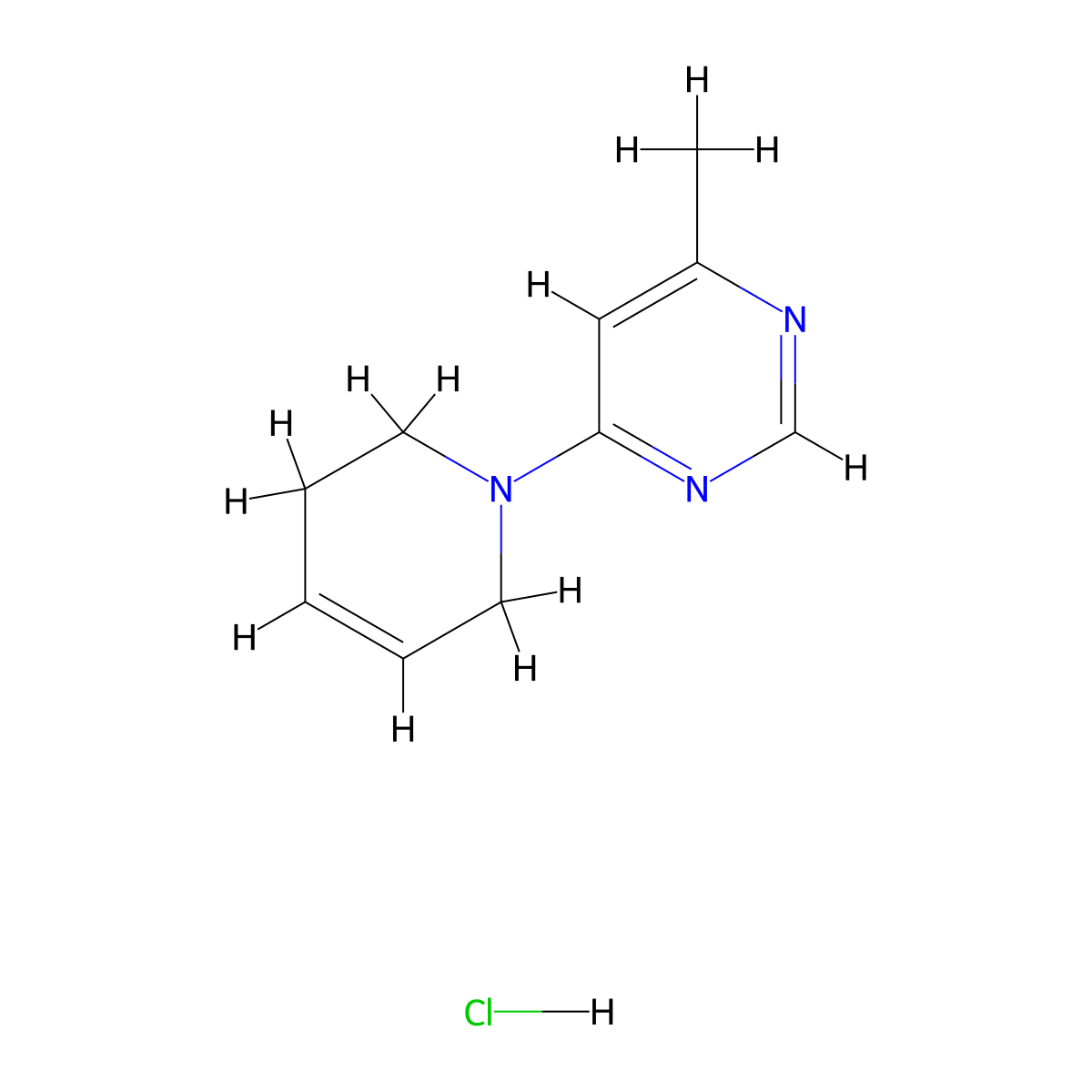 4-Methyl-6-(1,2,3,6-tetrahydropyridin-1-yl)pyrimidine hydrochloride molecular structure, CAS 2379978-16-0