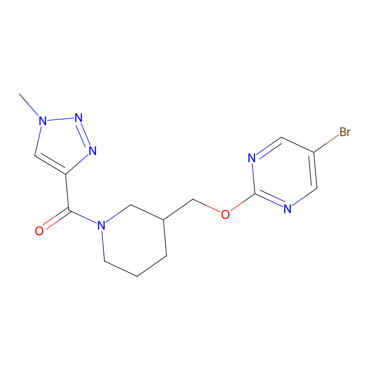 5-bromo-2-{[1-(1-methyl-1H-1,2,3-triazole-4-carbonyl)piperidin-3-yl]methoxy}pyrimidine molecular structure, CAS 2379978-17-1