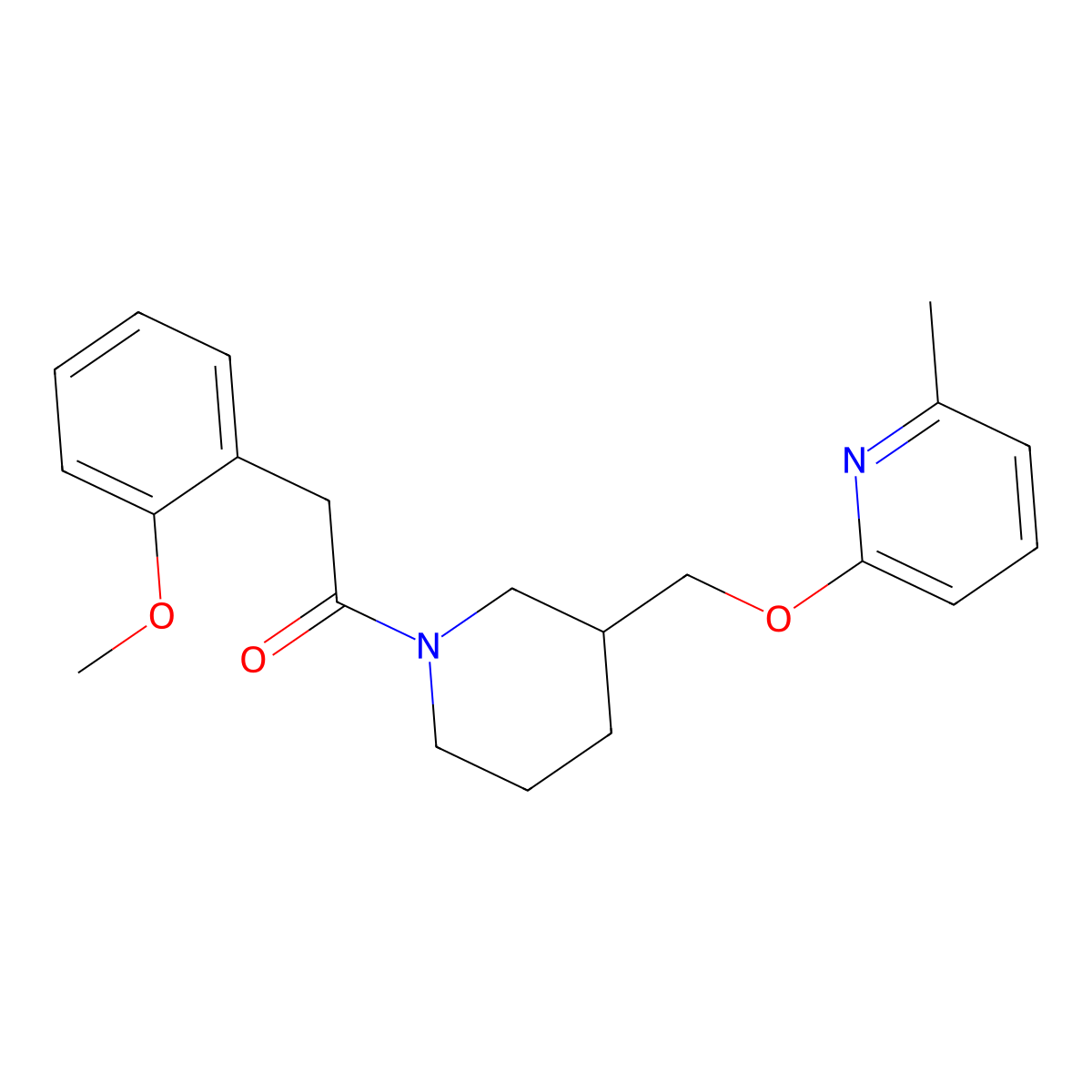 2-(2-Methoxyphenyl)-1-(3-{[(6-methylpyridin-2-yl)oxy]methyl}piperidin-1-yl)ethan-1-one molecular structure, CAS 2379978-18-2