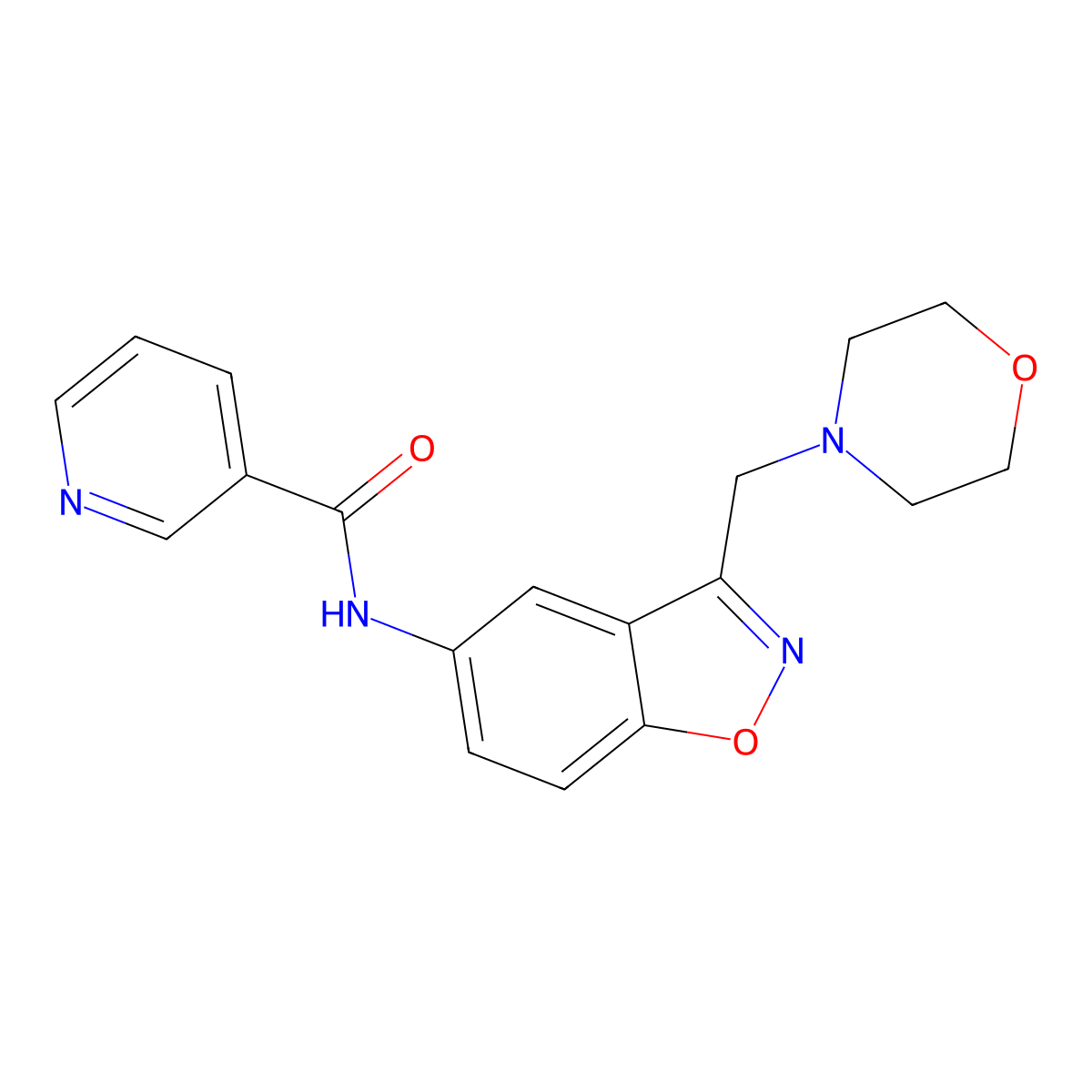 N-{3-[(morpholin-4-yl)methyl]-1,2-benzoxazol-5-yl}pyridine-3-carboxamide molecular structure, CAS 2379978-21-7
