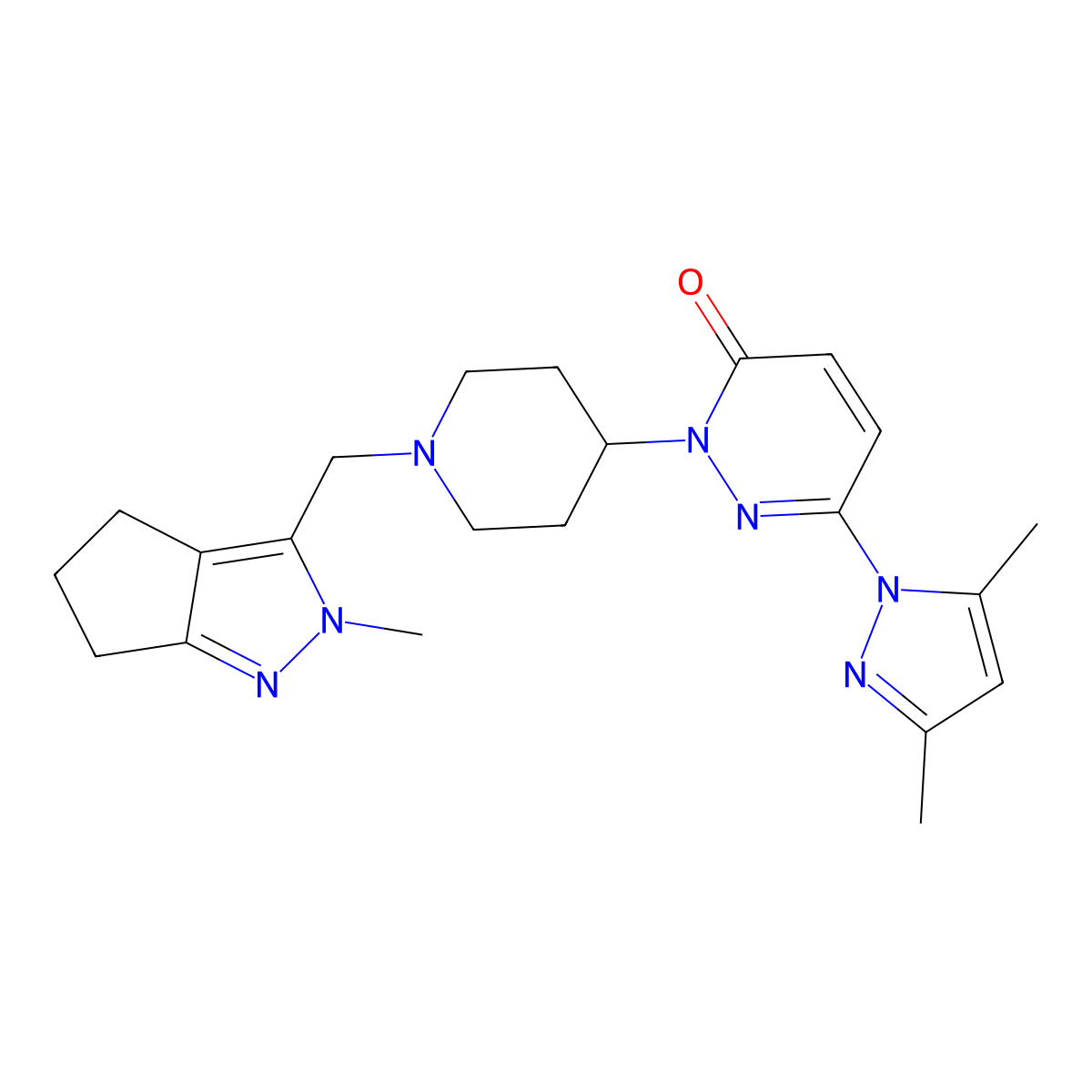 6-(3,5-dimethyl-1H-pyrazol-1-yl)-2-[1-({2-methyl-2H,4H,5H,6H-cyclopenta[c]pyrazol-3-yl}methyl)piperidin-4-yl]-2,3-dihydropyridazin-3-one molecular structure, CAS 2379978-22-8