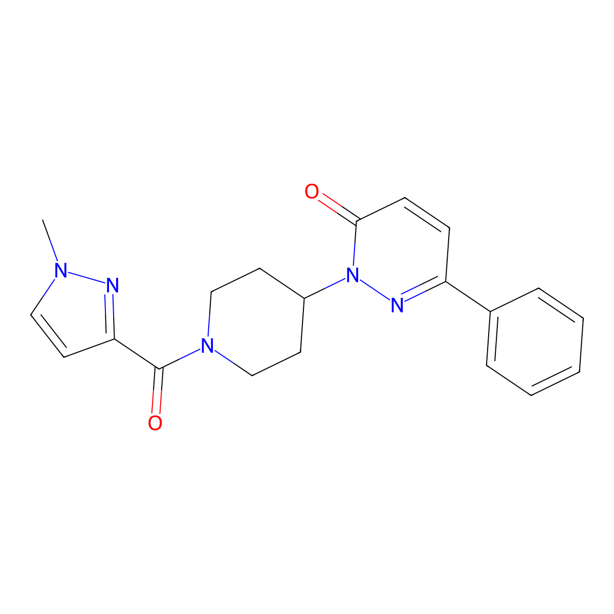 2-[1-(1-methyl-1H-pyrazole-3-carbonyl)piperidin-4-yl]-6-phenyl-2,3-dihydropyridazin-3-one molecular structure, CAS 2379978-29-5