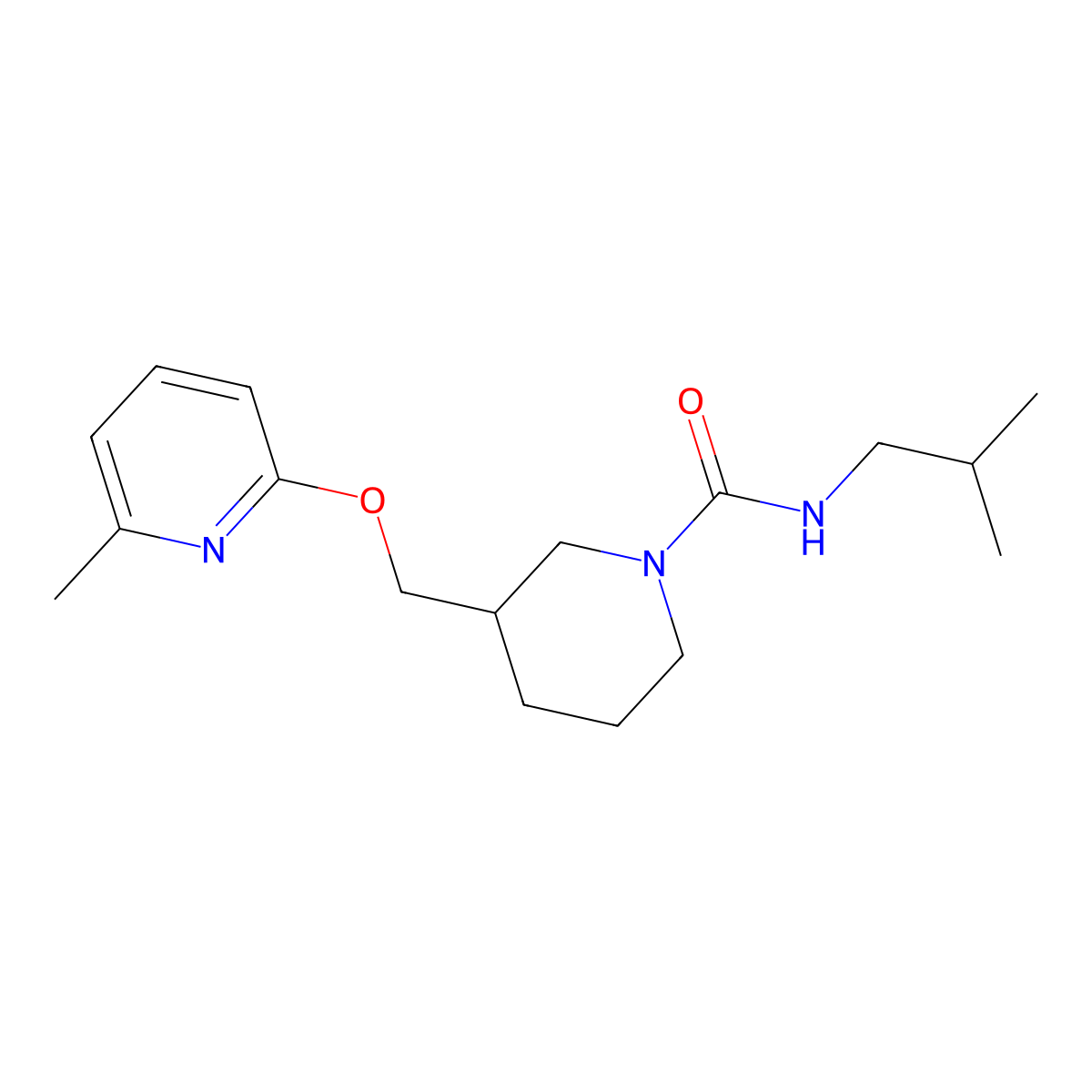 N-(2-methylpropyl)-3-{[(6-methylpyridin-2-yl)oxy]methyl}piperidine-1-carboxamide molecular structure, CAS 2379978-35-3