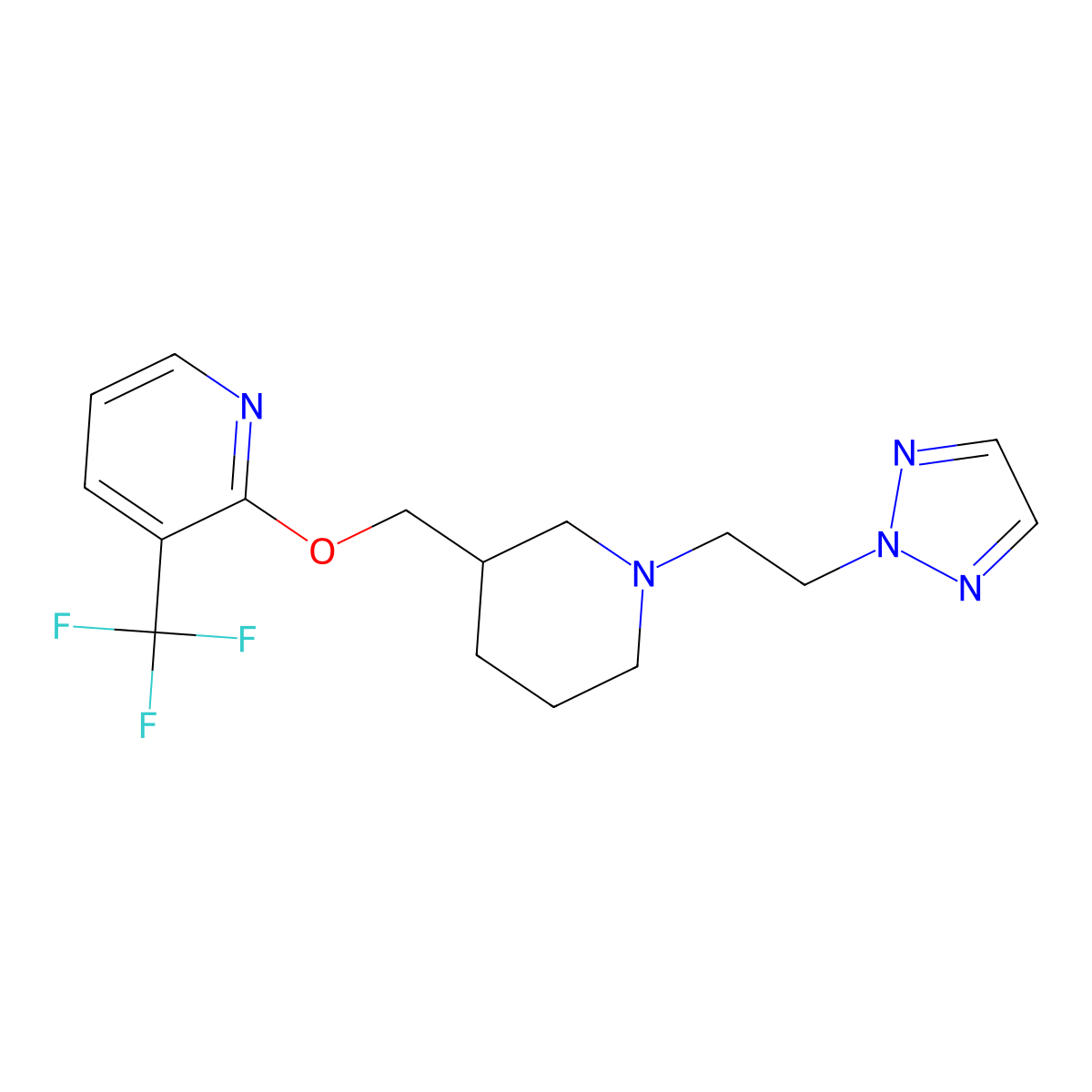 2-({1-[2-(2H-1,2,3-triazol-2-yl)ethyl]piperidin-3-yl}methoxy)-3-(trifluoromethyl)pyridine molecular structure, CAS 2379978-36-4