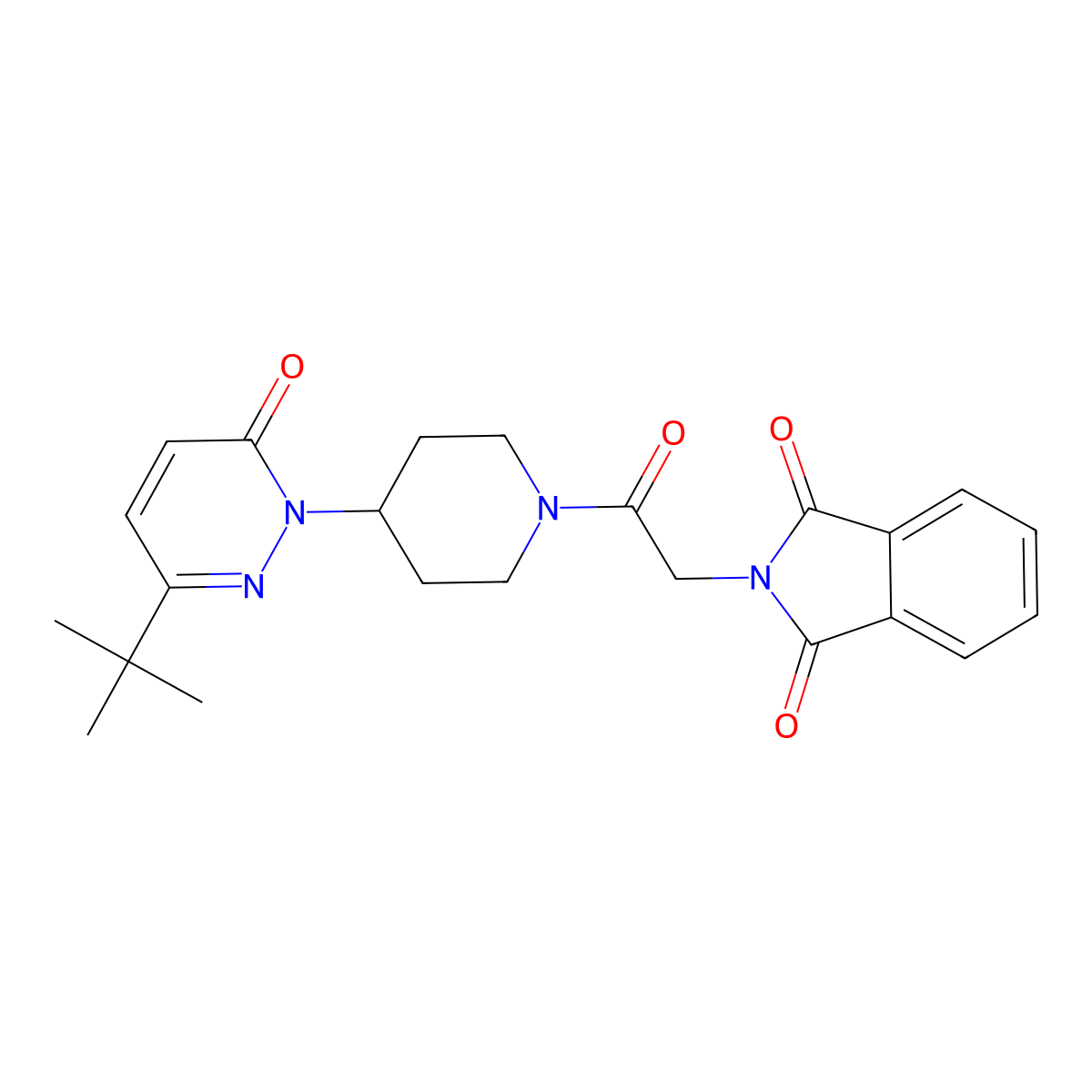 2-{2-[4-(3-tert-butyl-6-oxo-1,6-dihydropyridazin-1-yl)piperidin-1-yl]-2-oxoethyl}-2,3-dihydro-1H-isoindole-1,3-dione molecular structure, CAS 2379978-44-4