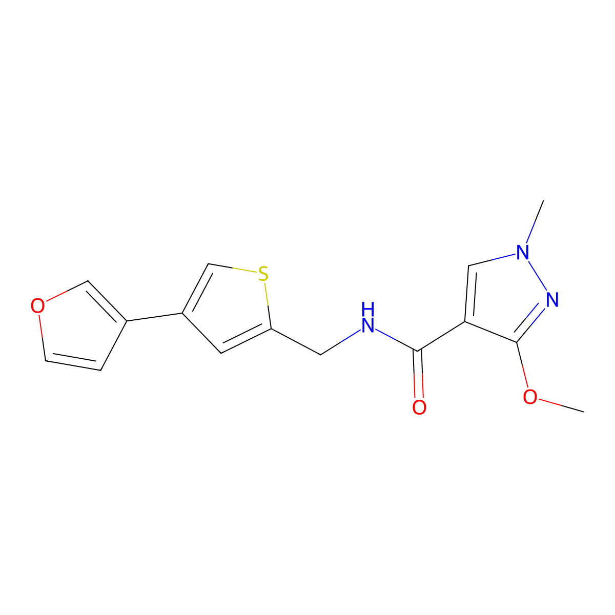 N-{[4-(furan-3-yl)thiophen-2-yl]methyl}-3-methoxy-1-methyl-1H-pyrazole-4-carboxamide molecular structure, CAS 2379978-54-6