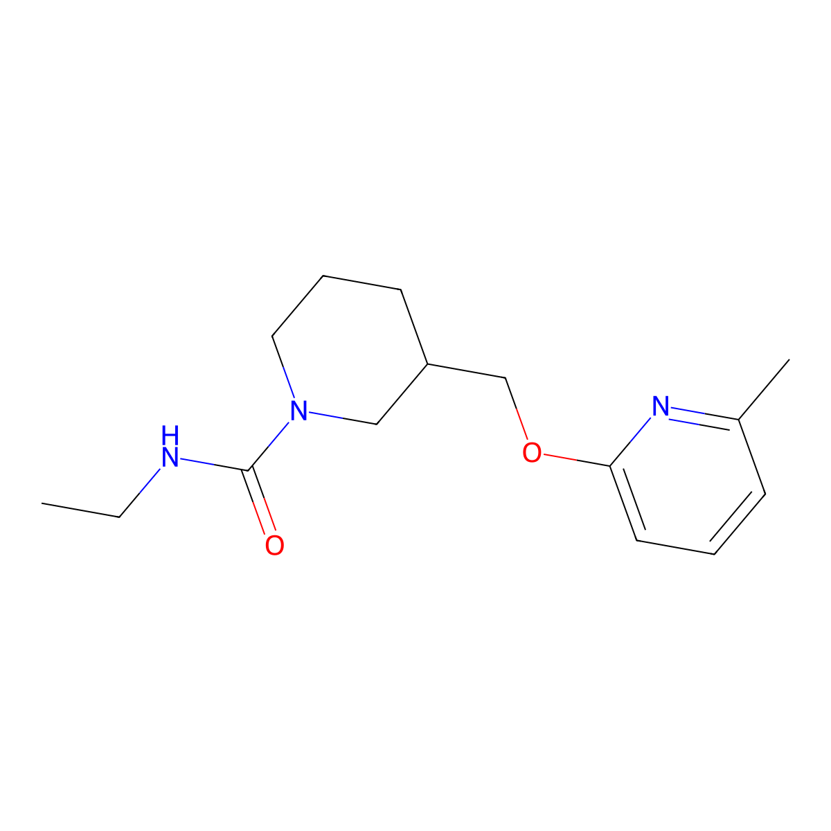 N-ethyl-3-{[(6-methylpyridin-2-yl)oxy]methyl}piperidine-1-carboxamide molecular structure, CAS 2379978-61-5