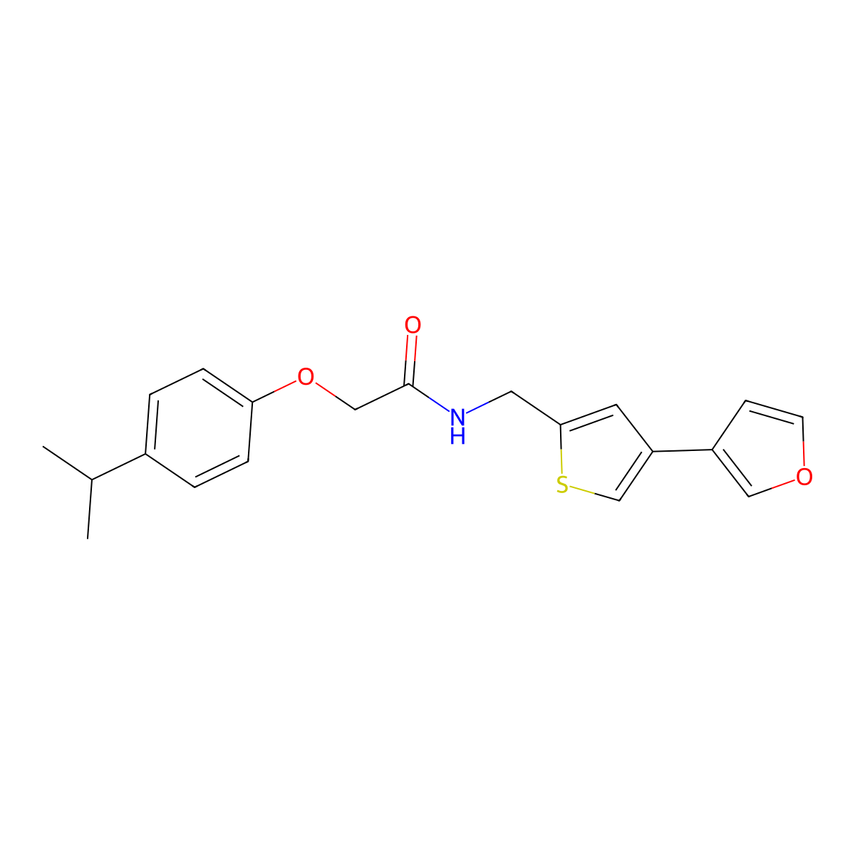 N-{[4-(furan-3-yl)thiophen-2-yl]methyl}-2-[4-(propan-2-yl)phenoxy]acetamide molecular structure, CAS 2379978-62-6