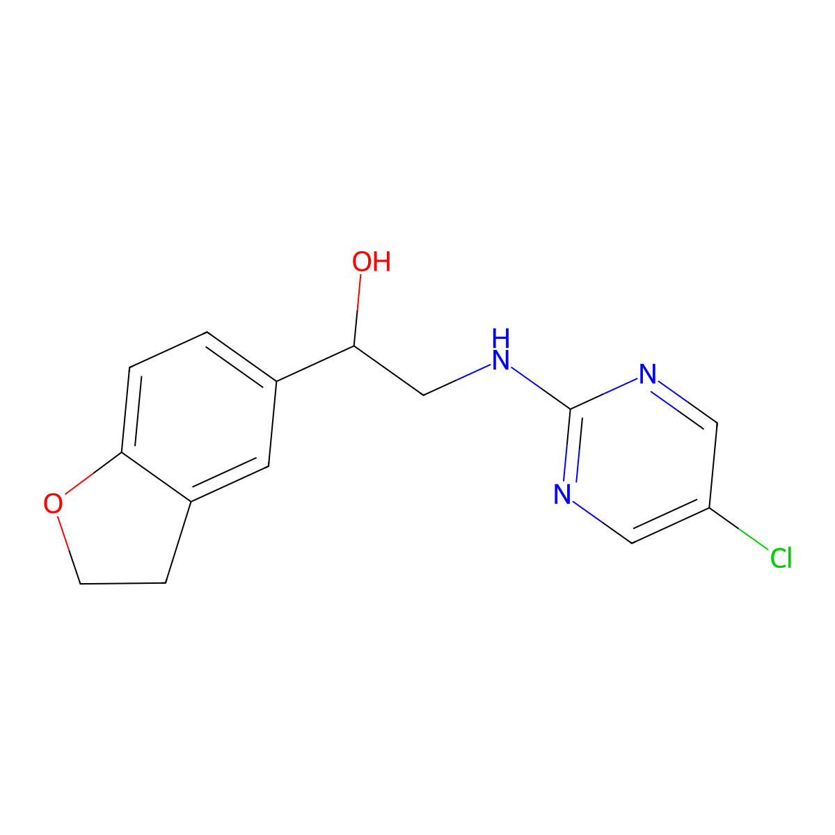 2-[(5-Chloropyrimidin-2-yl)amino]-1-(2,3-dihydro-1-benzofuran-5-yl)ethan-1-ol molecular structure, CAS 2379978-63-7