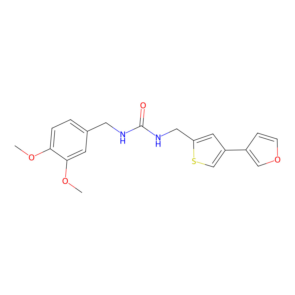1-[(3,4-Dimethoxyphenyl)methyl]-3-{[4-(furan-3-yl)thiophen-2-yl]methyl}urea molecular structure, CAS 2379978-65-9