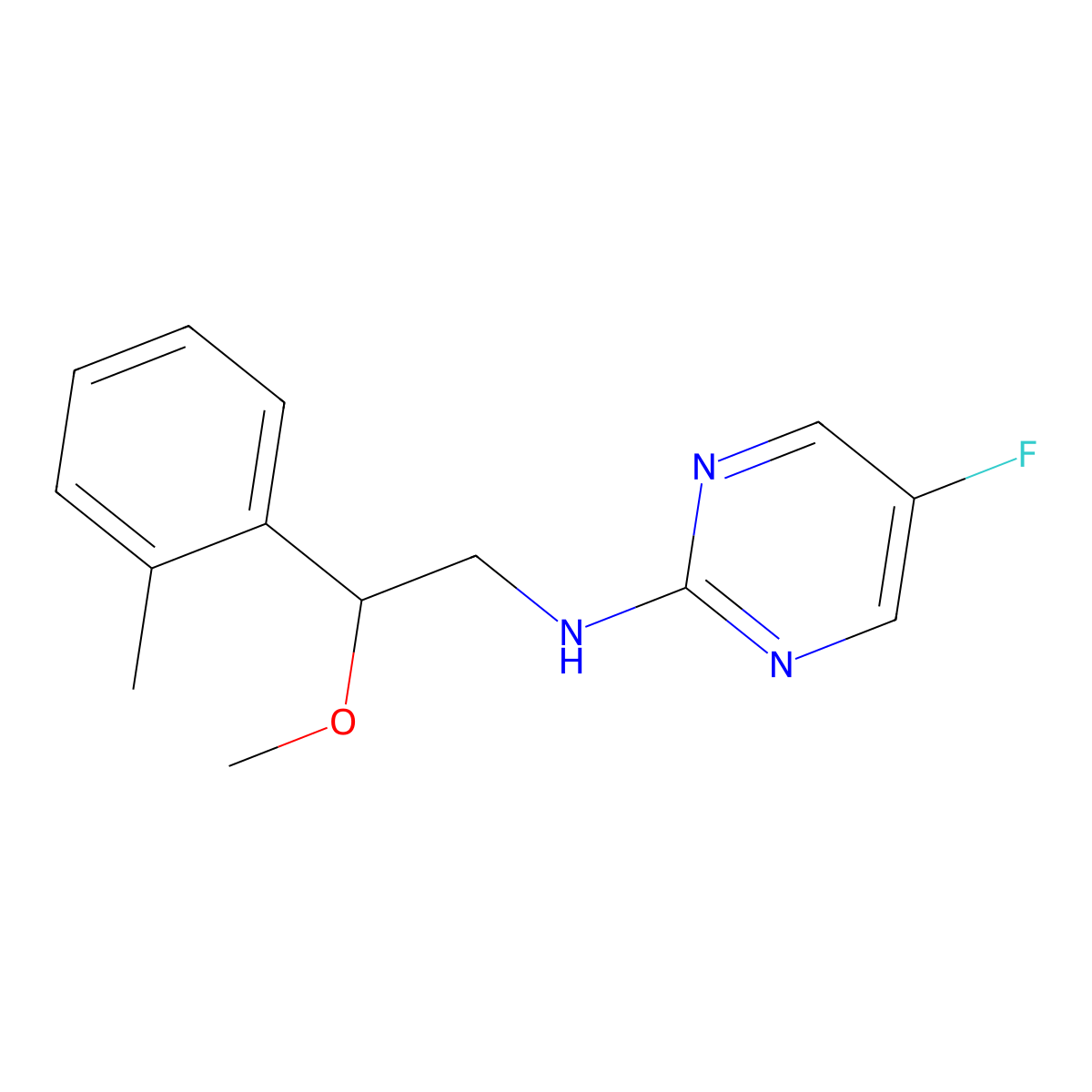 5-Fluoro-N-[2-methoxy-2-(2-methylphenyl)ethyl]pyrimidin-2-amine molecular structure, CAS 2379978-67-1