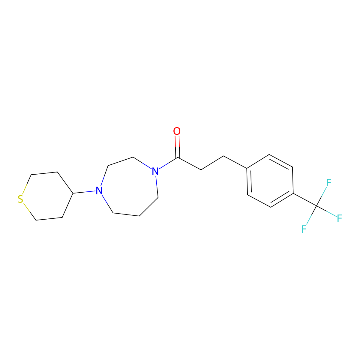 1-[4-(Thian-4-yl)-1,4-diazepan-1-yl]-3-[4-(trifluoromethyl)phenyl]propan-1-one molecular structure, CAS 2379978-70-6