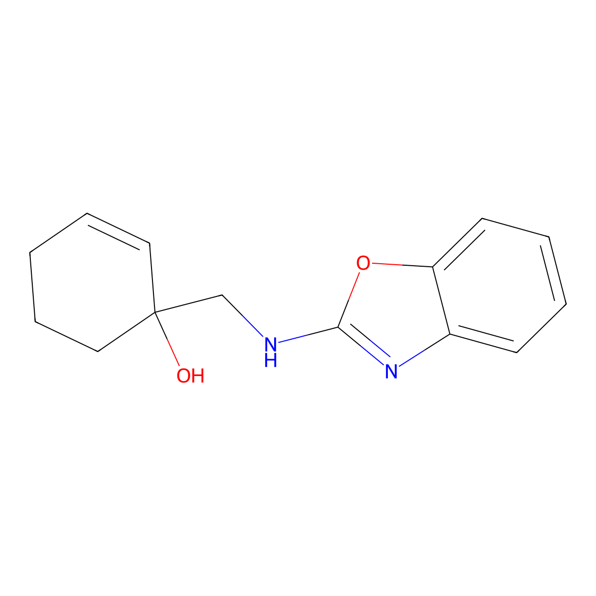 1-{[(1,3-Benzoxazol-2-yl)amino]methyl}cyclohex-2-en-1-ol molecular structure, CAS 2379978-75-1