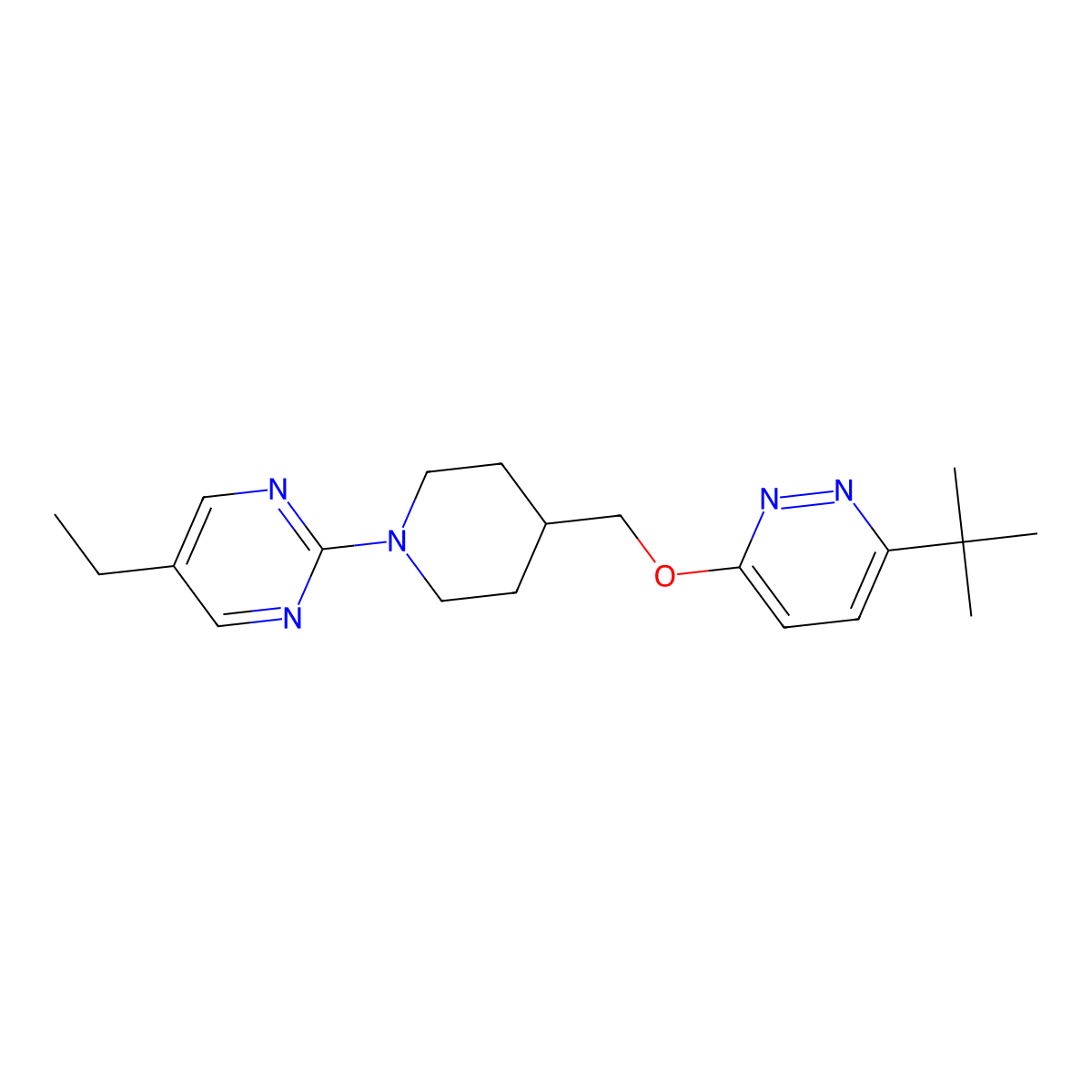 2-(4-{[(6-Tert-butylpyridazin-3-yl)oxy]methyl}piperidin-1-yl)-5-ethylpyrimidine molecular structure, CAS 2379978-79-5