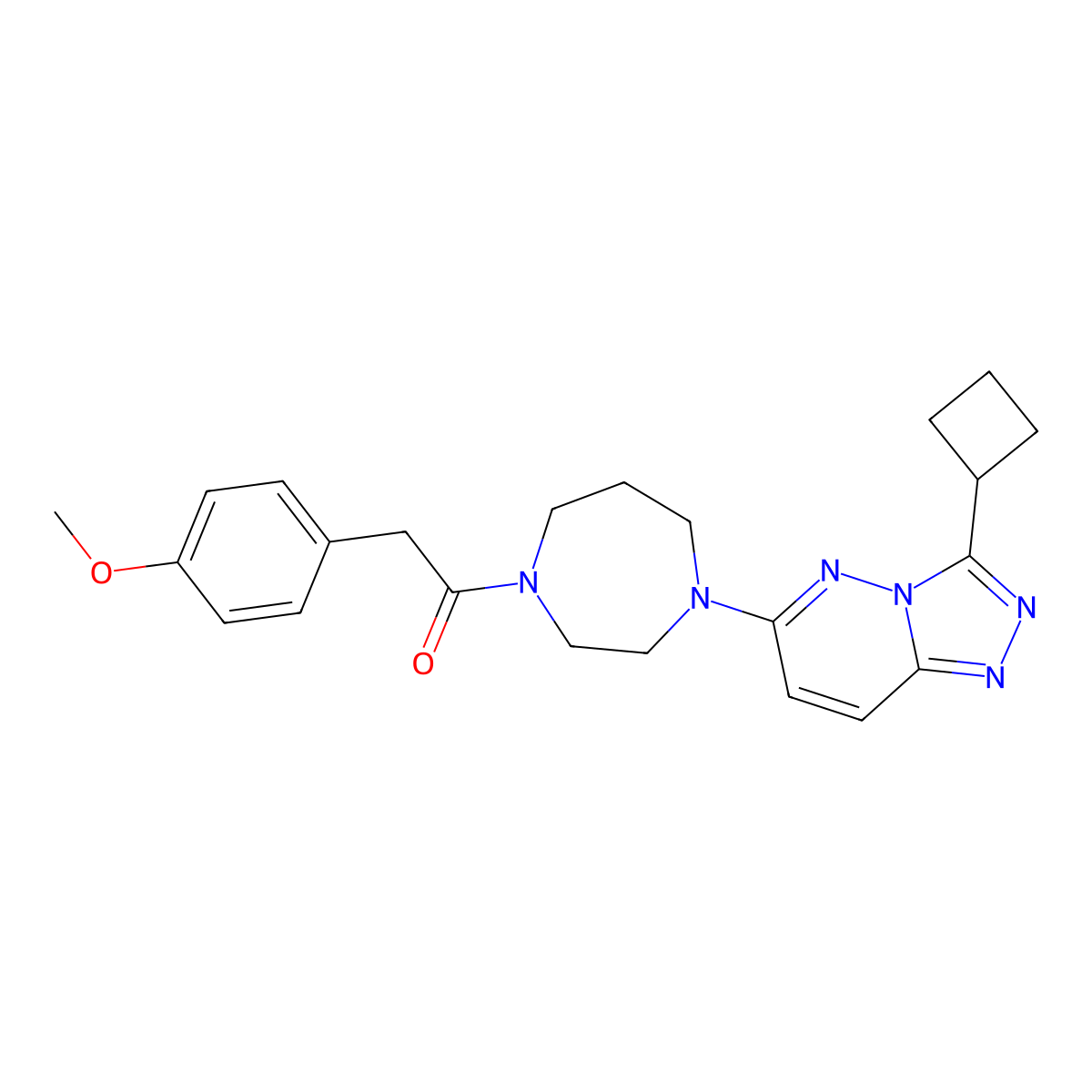 1-(4-{3-Cyclobutyl-[1,2,4]triazolo[4,3-b]pyridazin-6-yl}-1,4-diazepan-1-yl)-2-(4-methoxyphenyl)ethan-1-one molecular structure, CAS 2379978-80-8