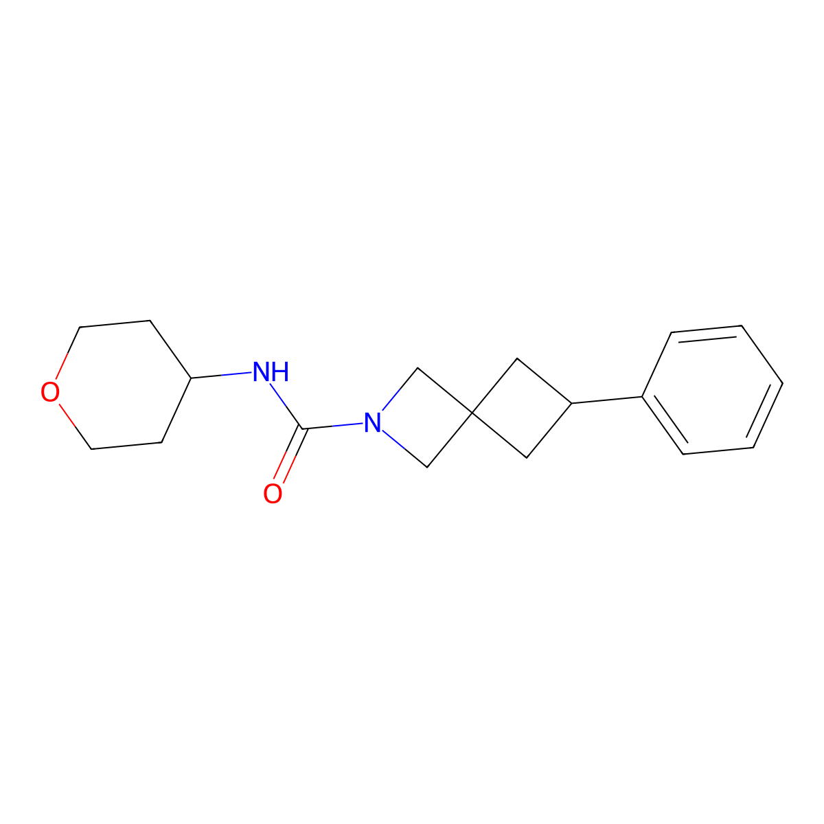 N-(Oxan-4-yl)-6-phenyl-2-azaspiro[3.3]heptane-2-carboxamide molecular structure, CAS 2379978-84-2