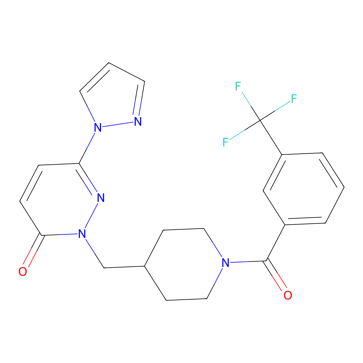6-(1H-pyrazol-1-yl)-2-({1-[3-(trifluoromethyl)benzoyl]piperidin-4-yl}methyl)-2,3-dihydropyridazin-3-one molecular structure, CAS 2379978-86-4