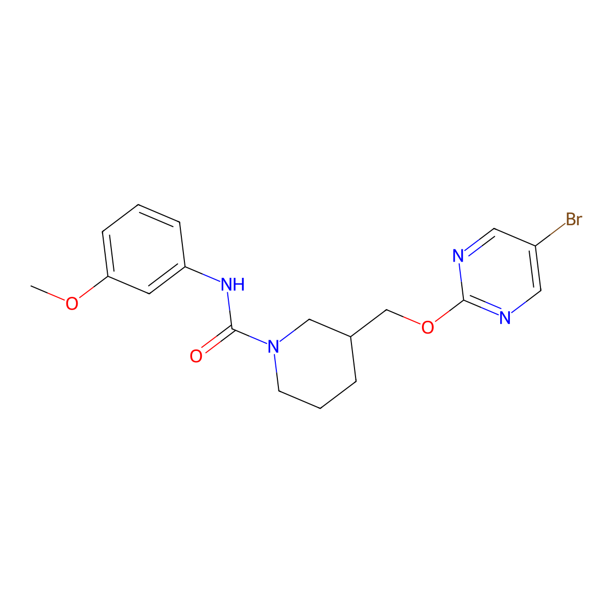 3-{[(5-bromopyrimidin-2-yl)oxy]methyl}-N-(3-methoxyphenyl)piperidine-1-carboxamide molecular structure, CAS 2379978-88-6