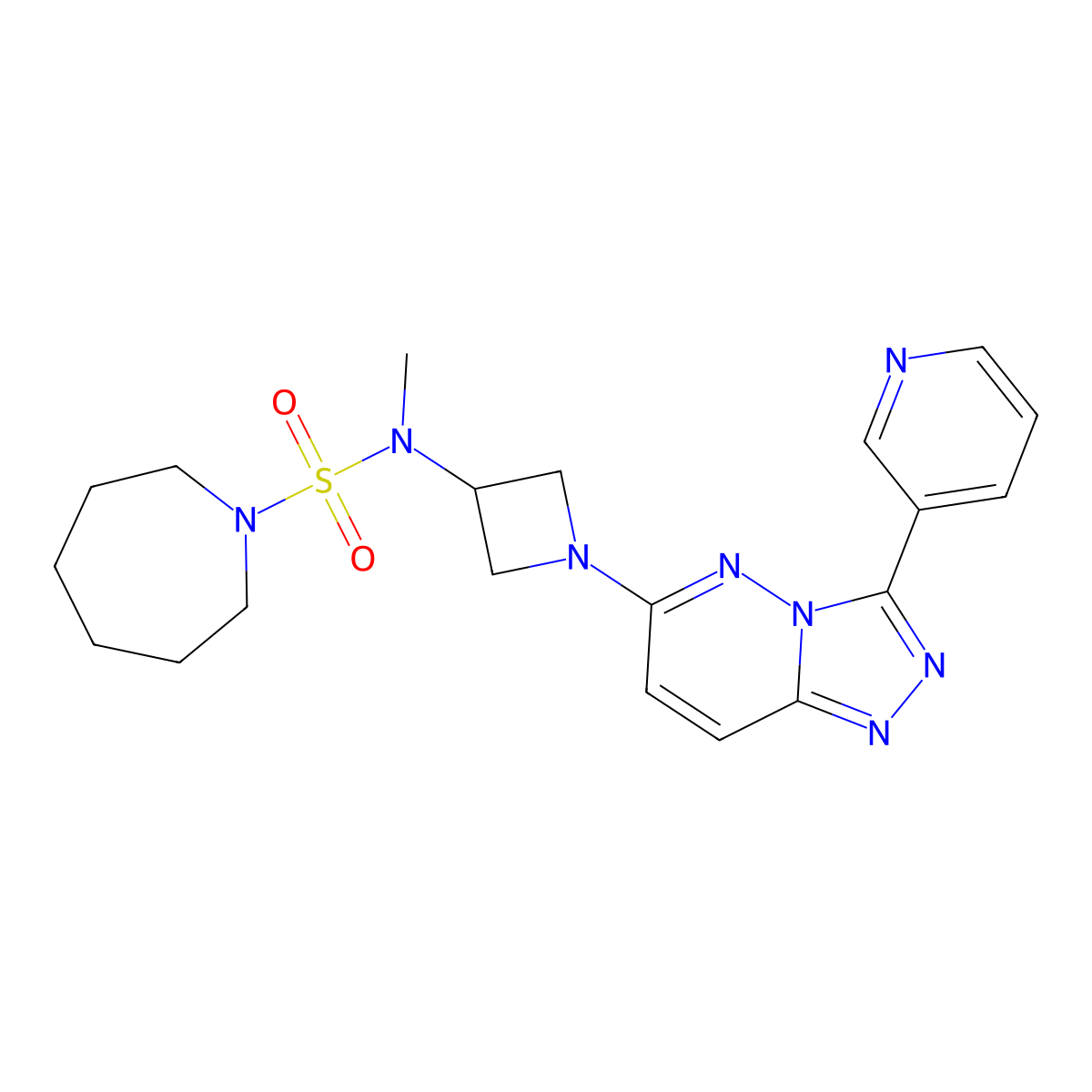 N-methyl-N-{1-[3-(pyridin-3-yl)-[1,2,4]triazolo[4,3-b]pyridazin-6-yl]azetidin-3-yl}azepane-1-sulfonamide molecular structure, CAS 2379983-67-0