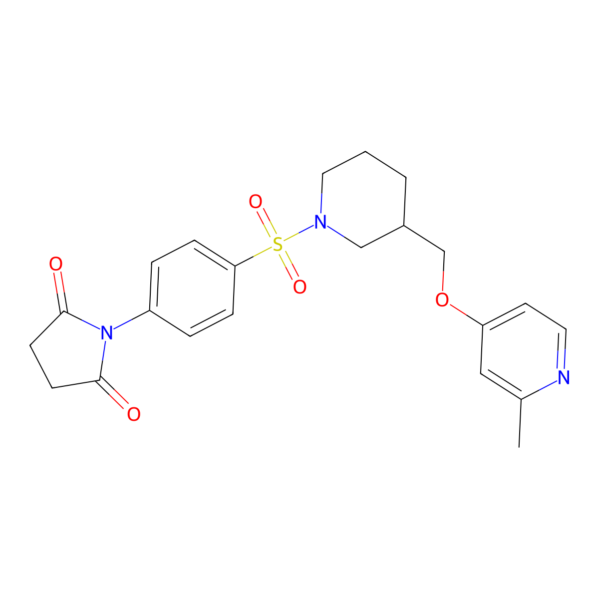 1-{4-[(3-{[(2-Methylpyridin-4-yl)oxy]methyl}piperidin-1-yl)sulfonyl]phenyl}pyrrolidine-2,5-dione molecular structure, CAS 2379983-69-2