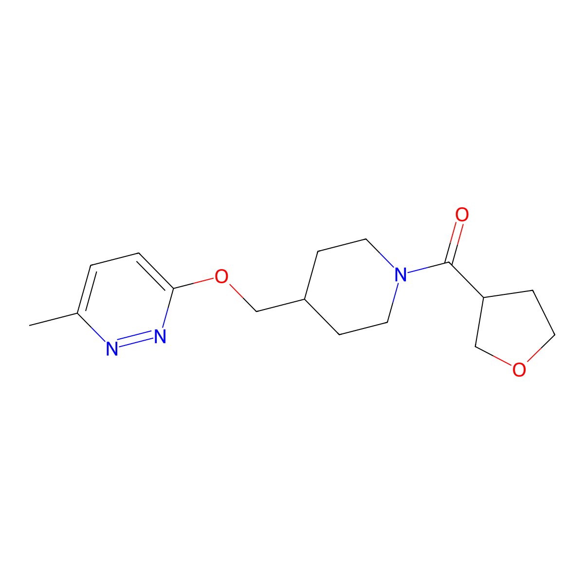 3-Methyl-6-{[1-(oxolane-3-carbonyl)piperidin-4-yl]methoxy}pyridazine molecular structure, CAS 2379983-70-5