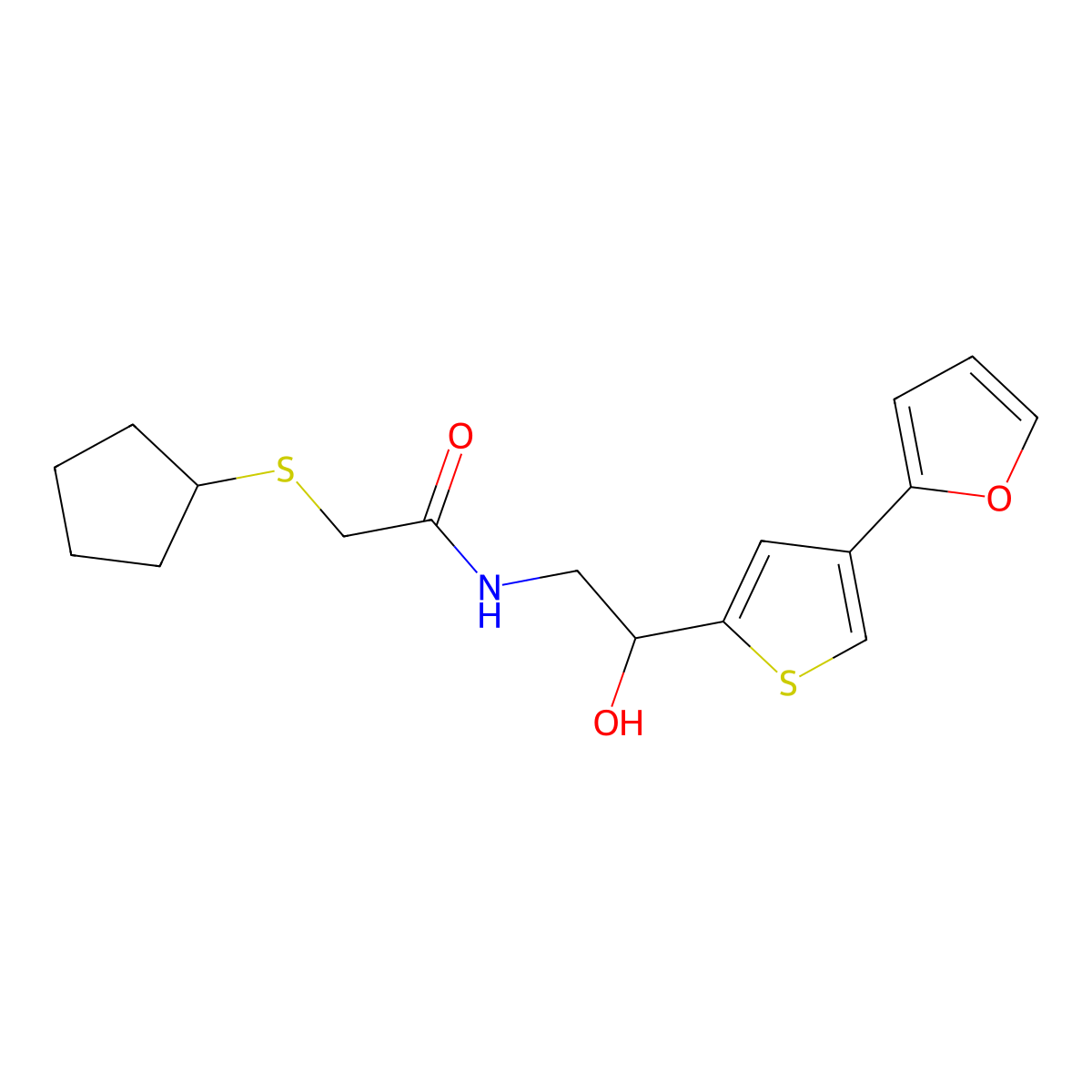 2-(cyclopentylsulfanyl)-N-{2-[4-(furan-2-yl)thiophen-2-yl]-2-hydroxyethyl}acetamide molecular structure, CAS 2379983-77-2